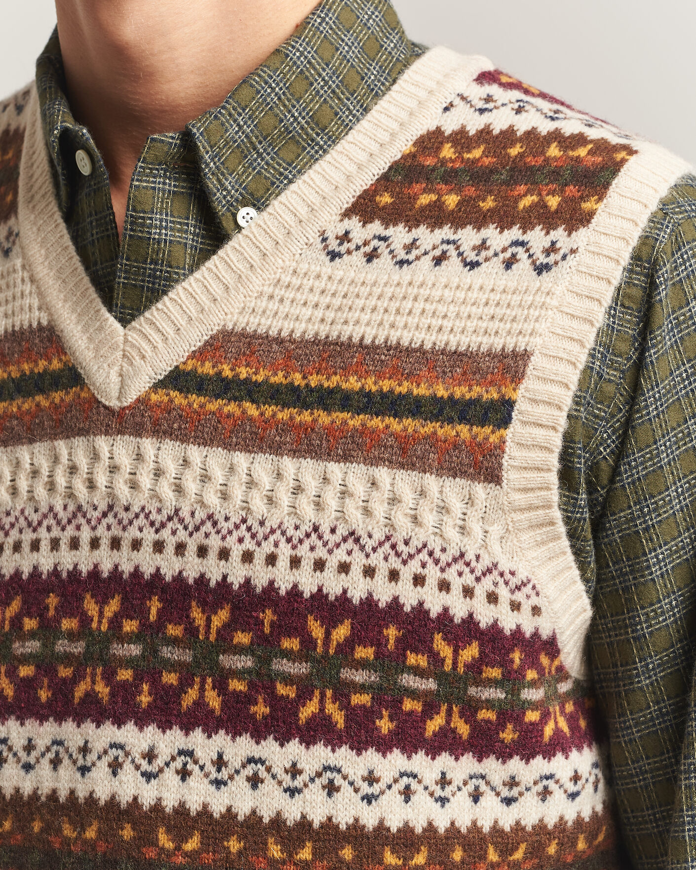Heren | Truien | BEAMS PLUS | Fair Isle Knit Vest Beige