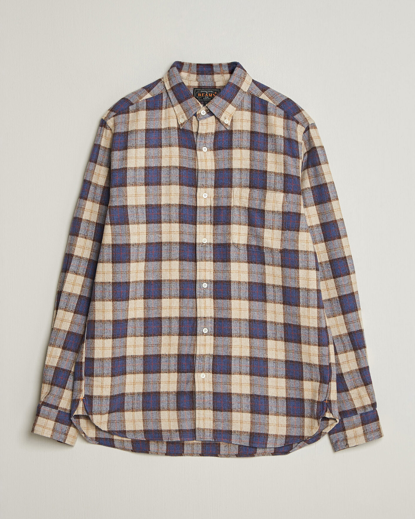Heren | Overhemden | BEAMS PLUS | Plaid Button Down Shirt White/Blue