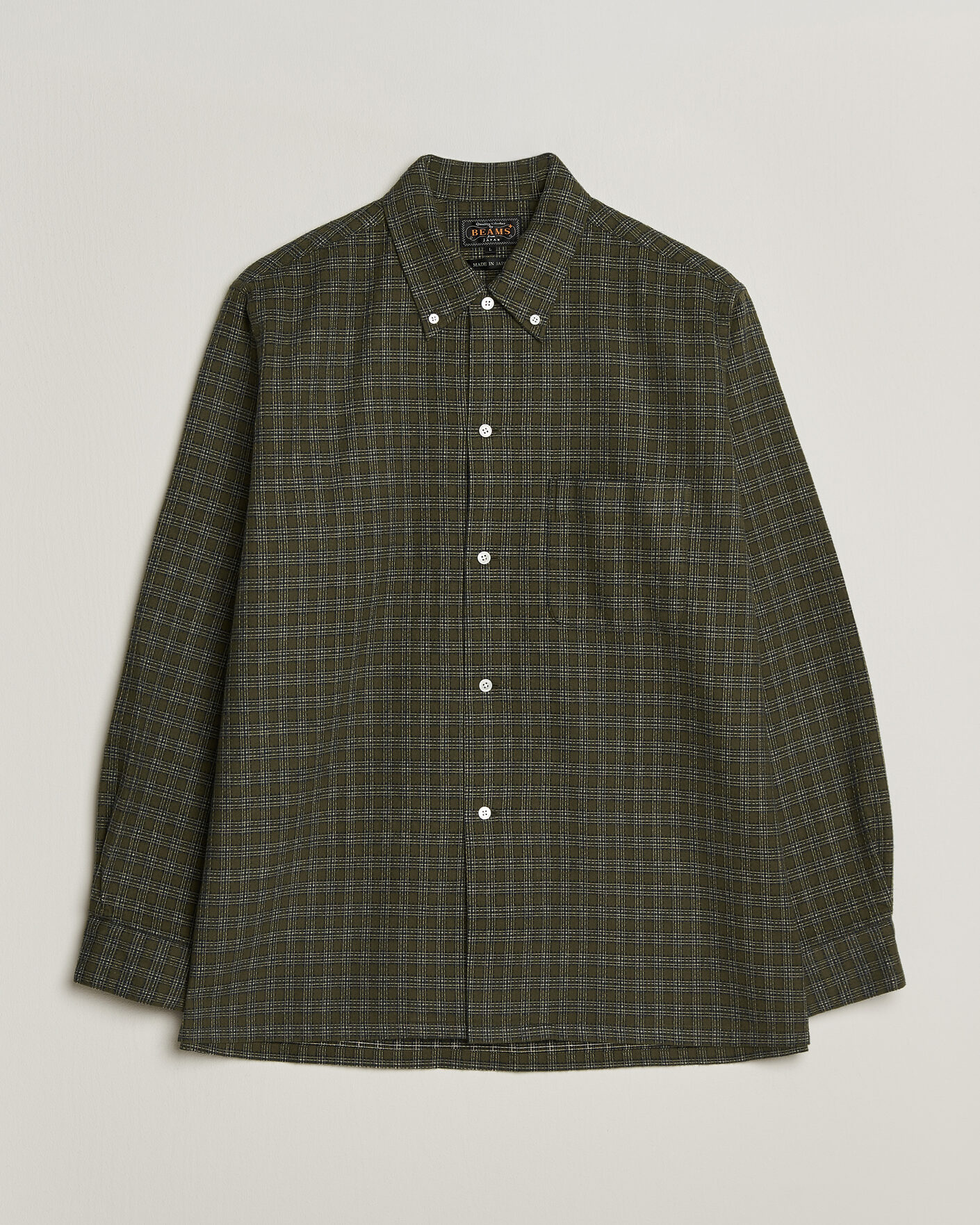 Heren | Overhemden | BEAMS PLUS | Dobby Plaid Button Down Shirt Dark Green