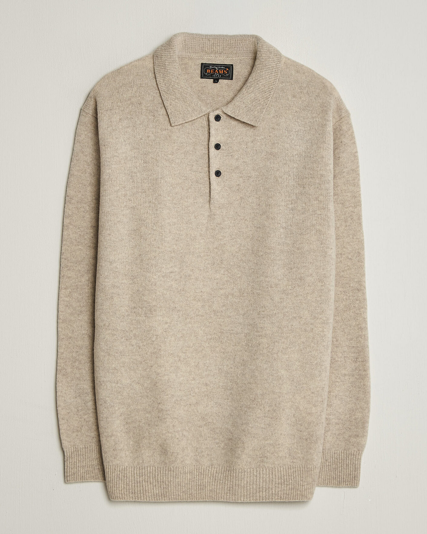 Heren | Truien | BEAMS PLUS | Knitted Wool Polo Beige