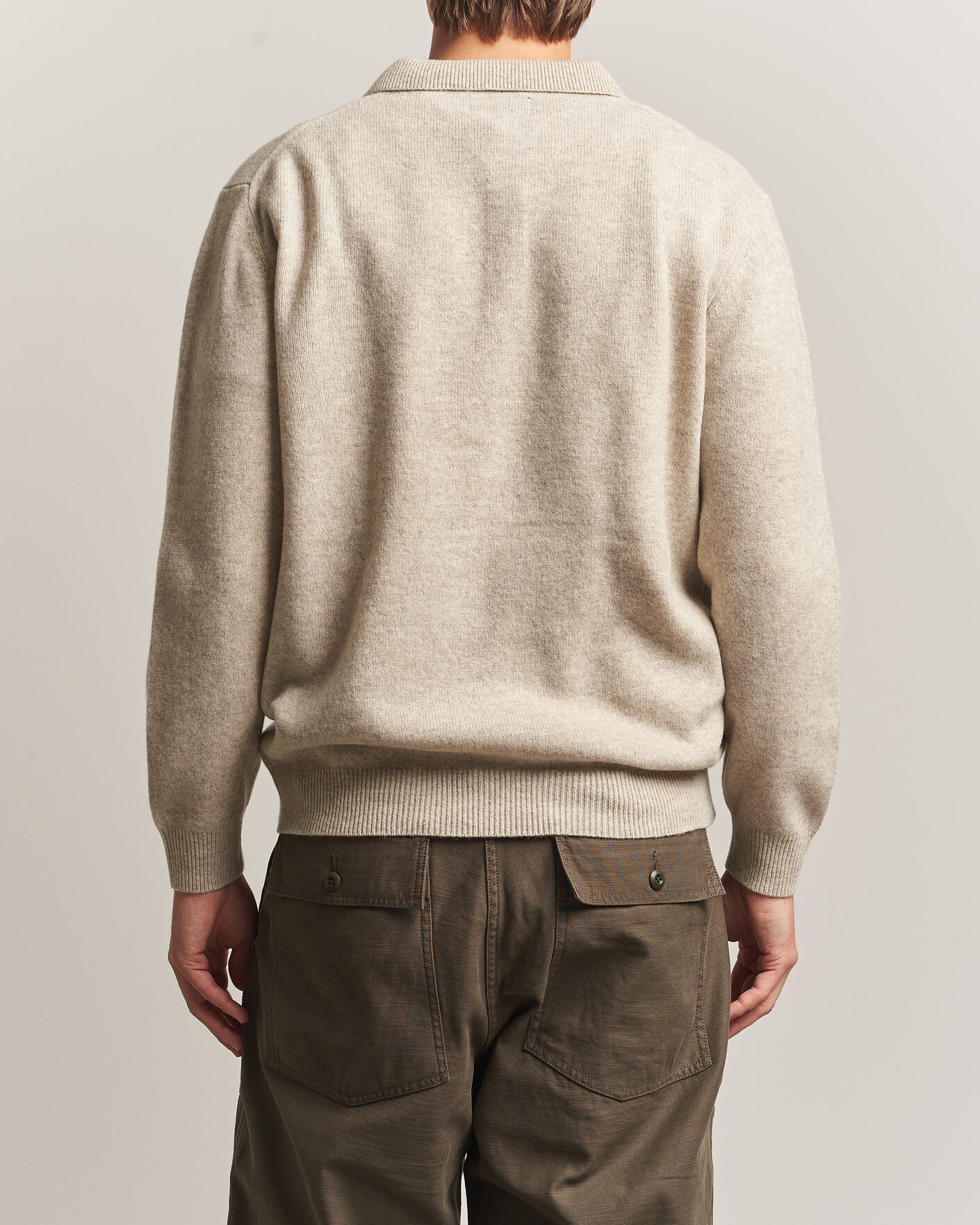 Heren | Truien | BEAMS PLUS | Knitted Wool Polo Beige
