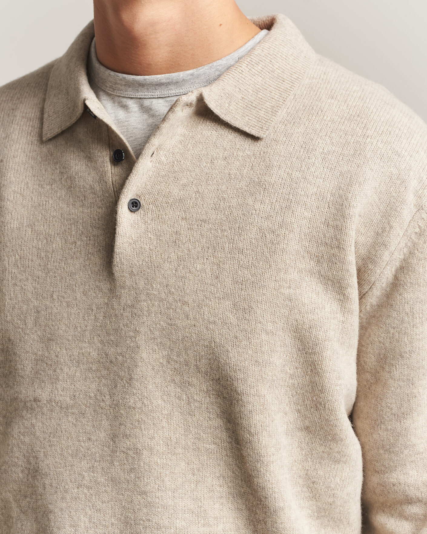 Heren | Truien | BEAMS PLUS | Knitted Wool Polo Beige