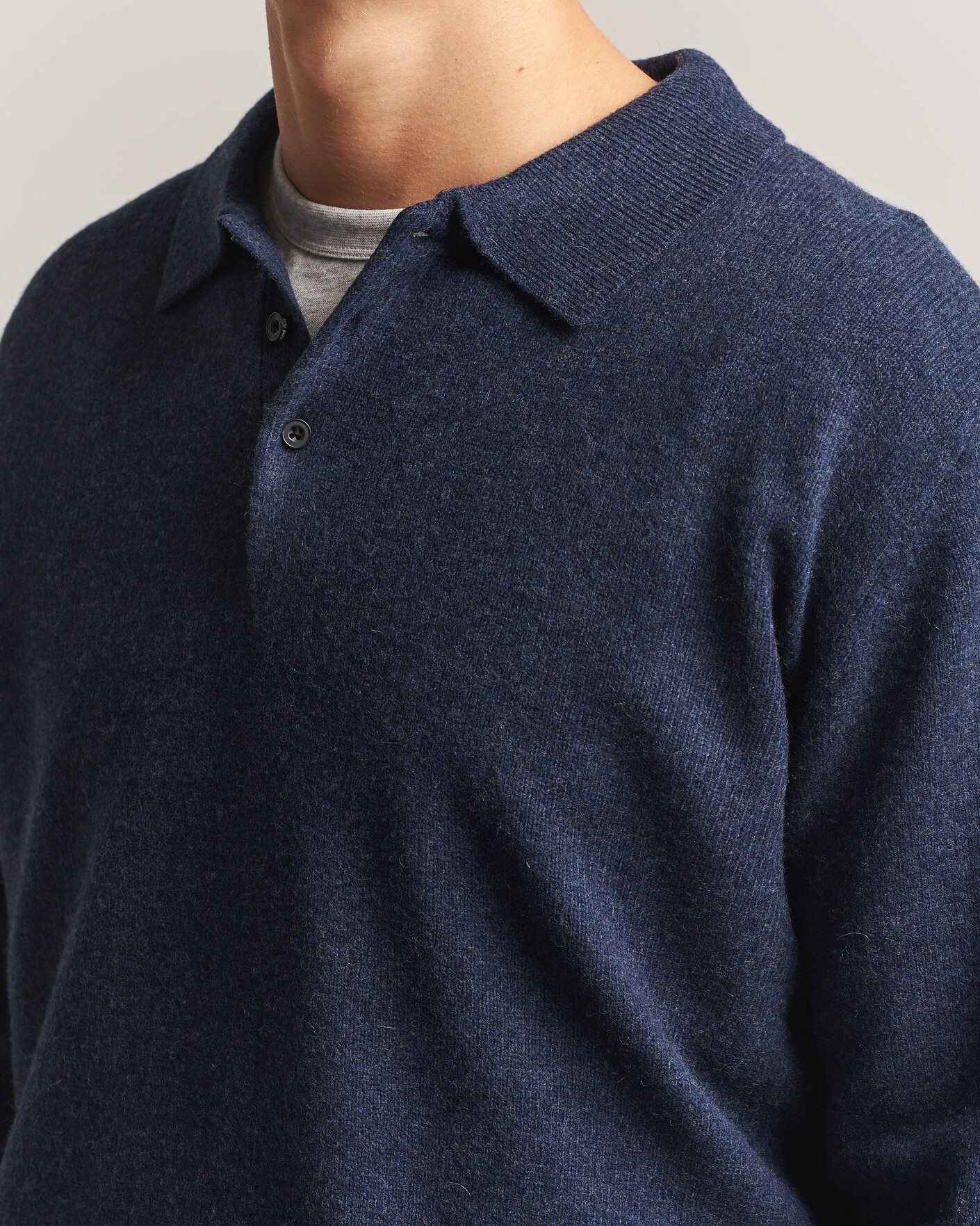 Heren | Truien | BEAMS PLUS | Knitted Wool Polo Navy