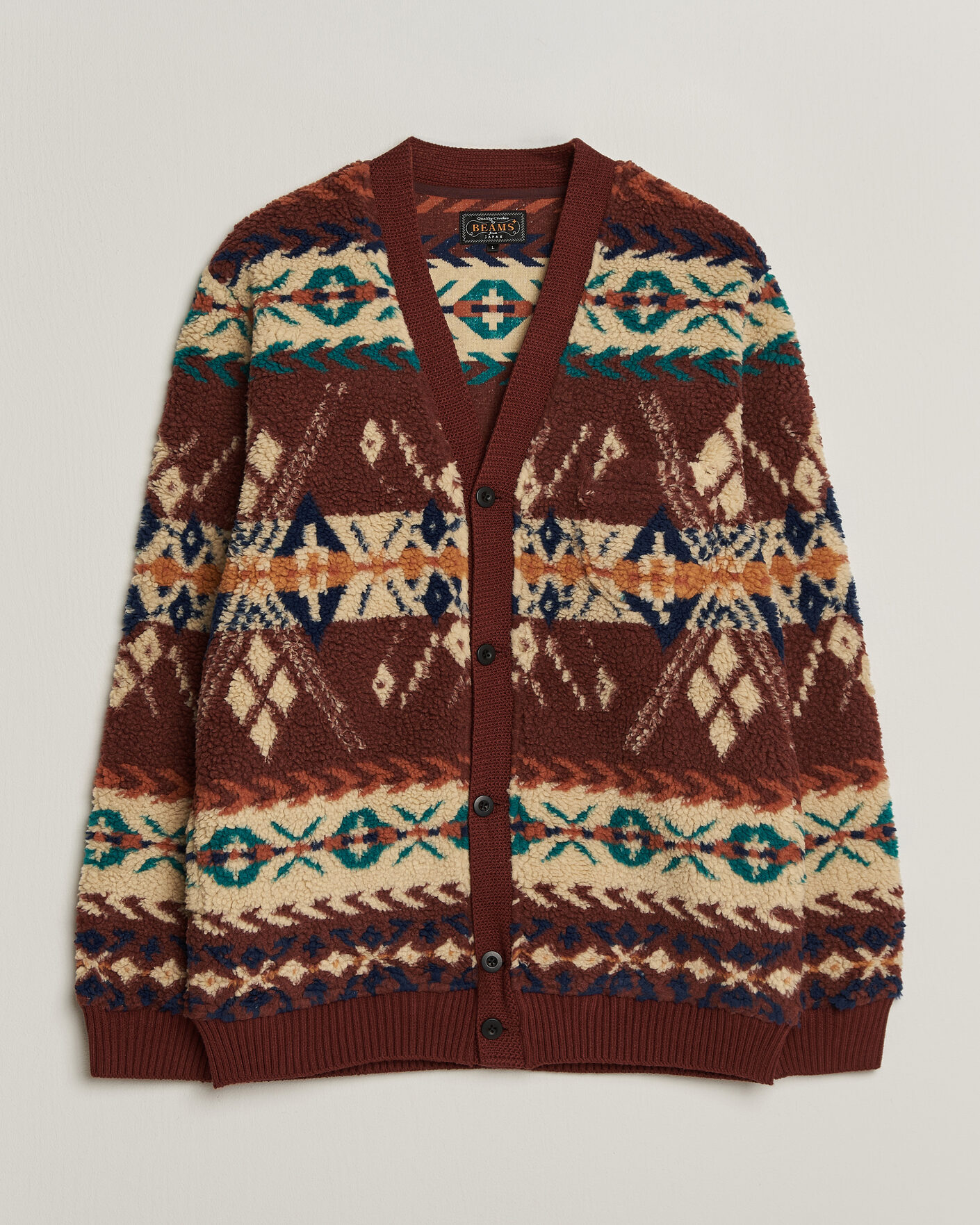 Heren | Truien | BEAMS PLUS | Boa Jacquard Cardigan Brown