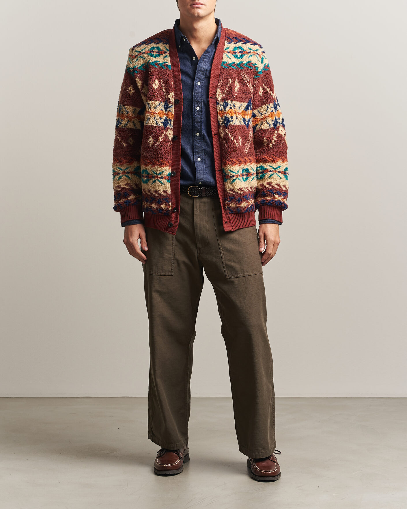Heren | Truien | BEAMS PLUS | Boa Jacquard Cardigan Brown
