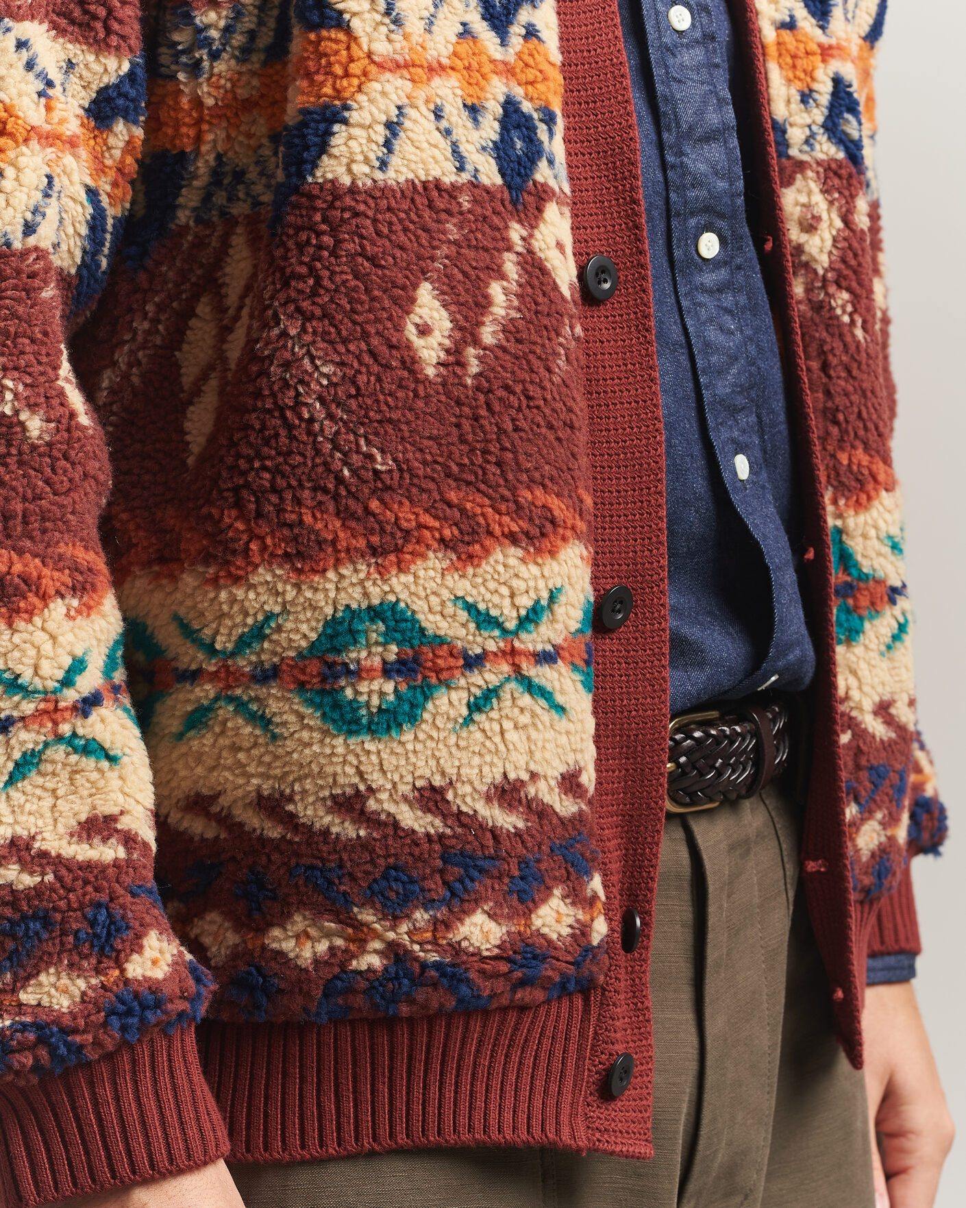 Heren | Truien | BEAMS PLUS | Boa Jacquard Cardigan Brown