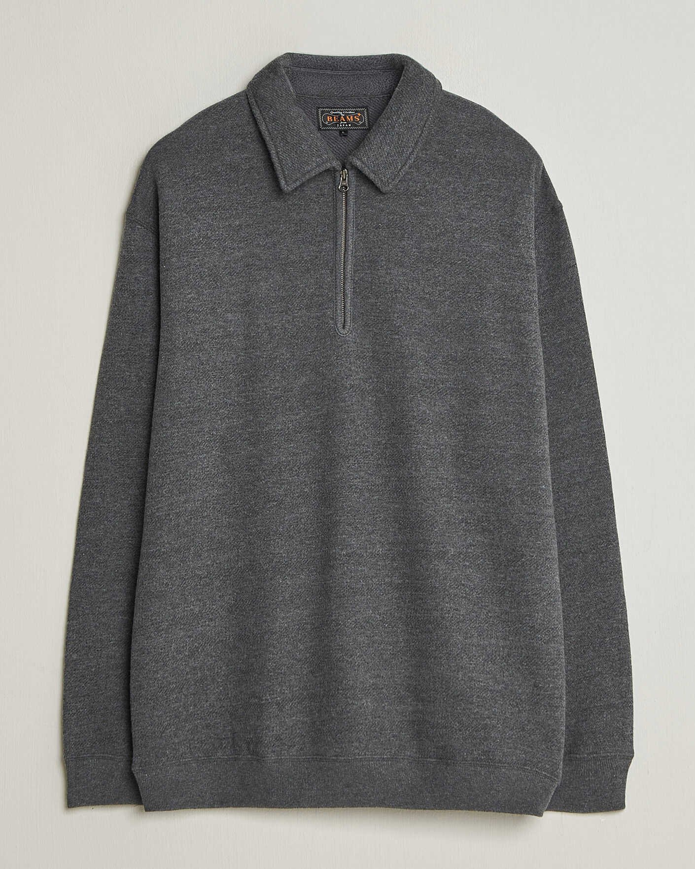 Heren | Truien | BEAMS PLUS | Wool/Cotton Half Zip Charcoal
