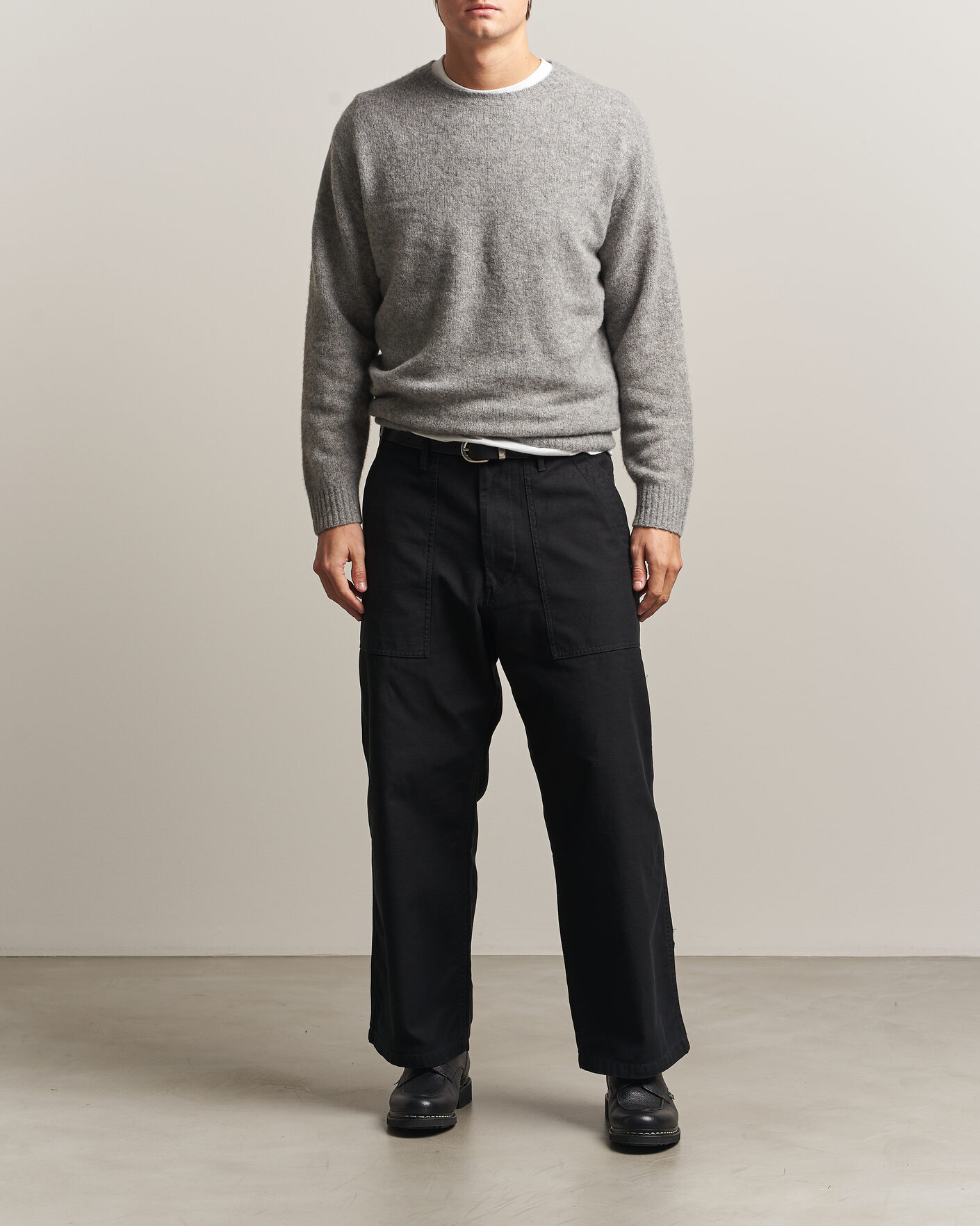 Heren | Truien | BEAMS PLUS | Cashmere/Silk Crew Neck Grey Melange