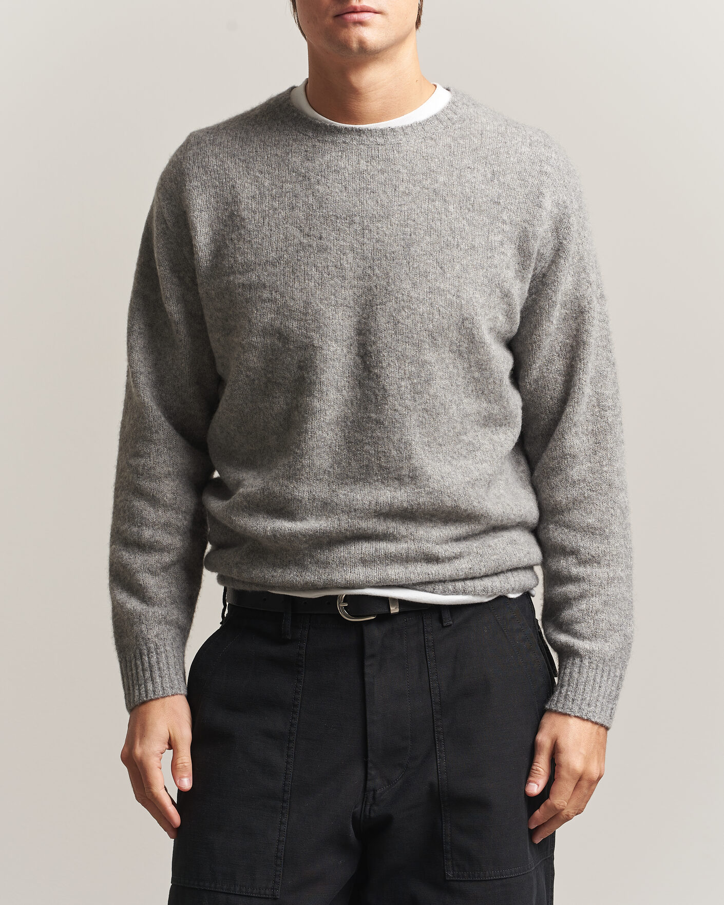 Heren | Truien | BEAMS PLUS | Cashmere/Silk Crew Neck Grey Melange