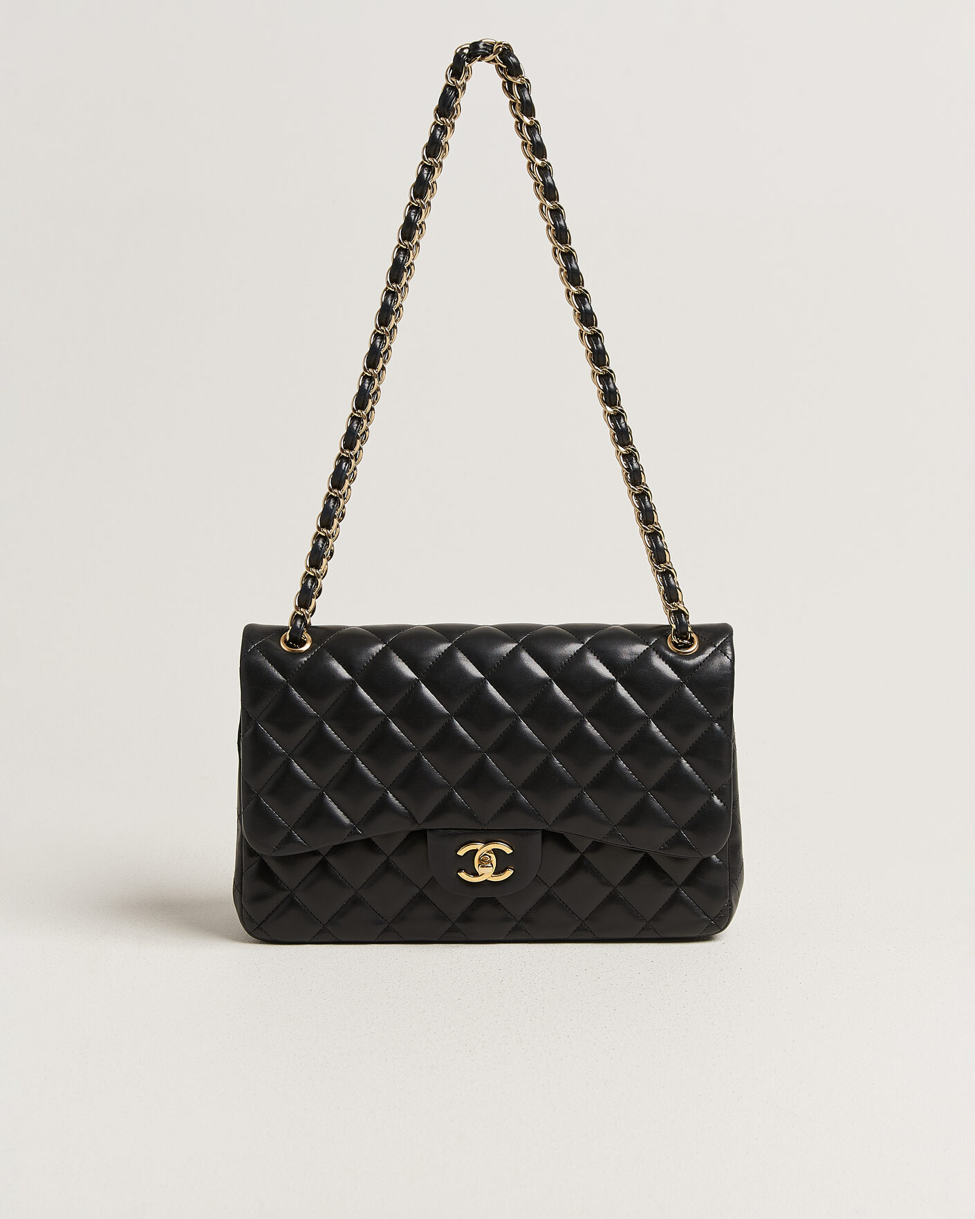 Heren | Pre-Owned & Vintage Bags | Chanel Pre-Owned | Classic Jumbo Double Flap Bag Lambskin Black