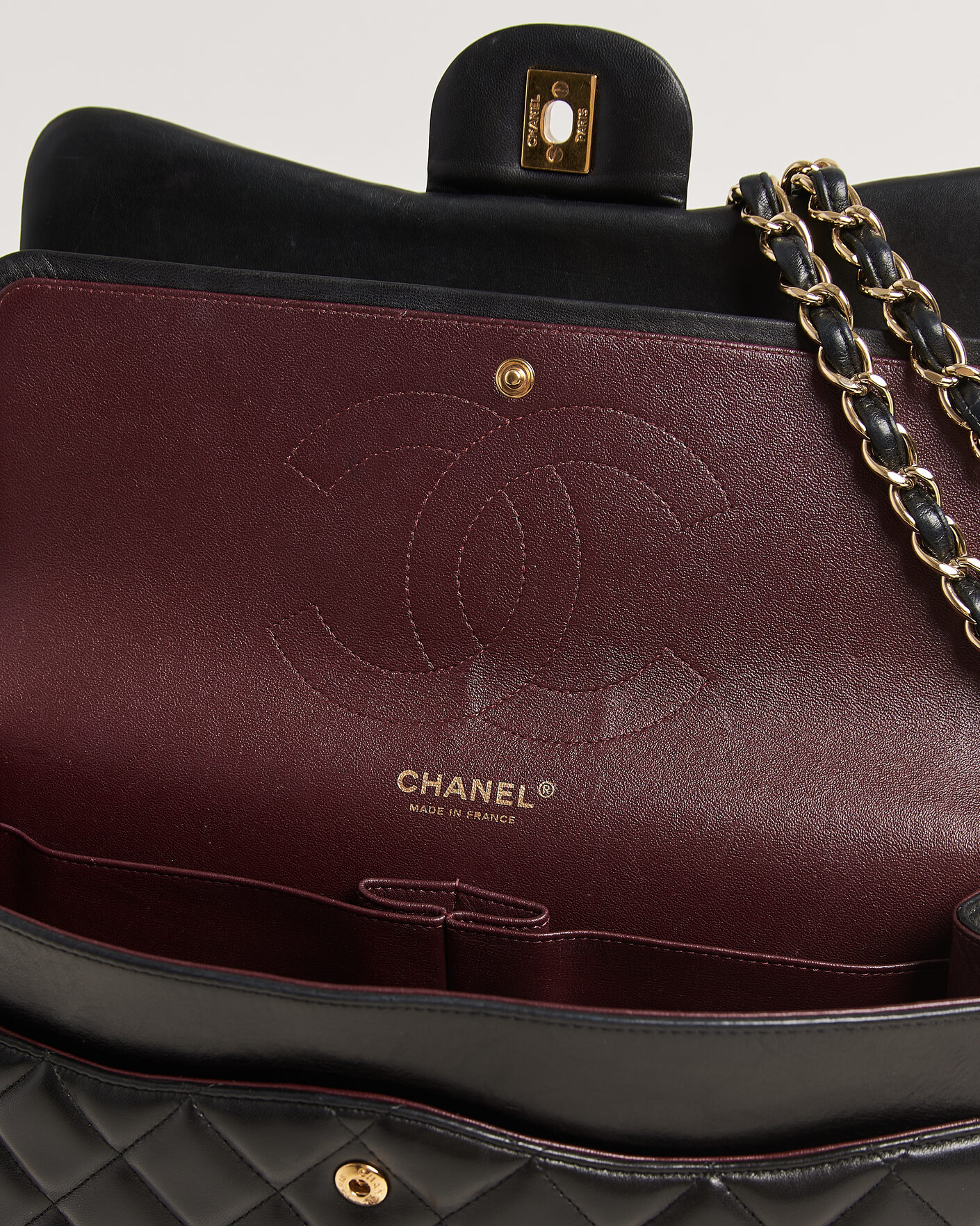 Heren | Pre-Owned & Vintage Bags | Chanel Pre-Owned | Classic Jumbo Double Flap Bag Lambskin Black