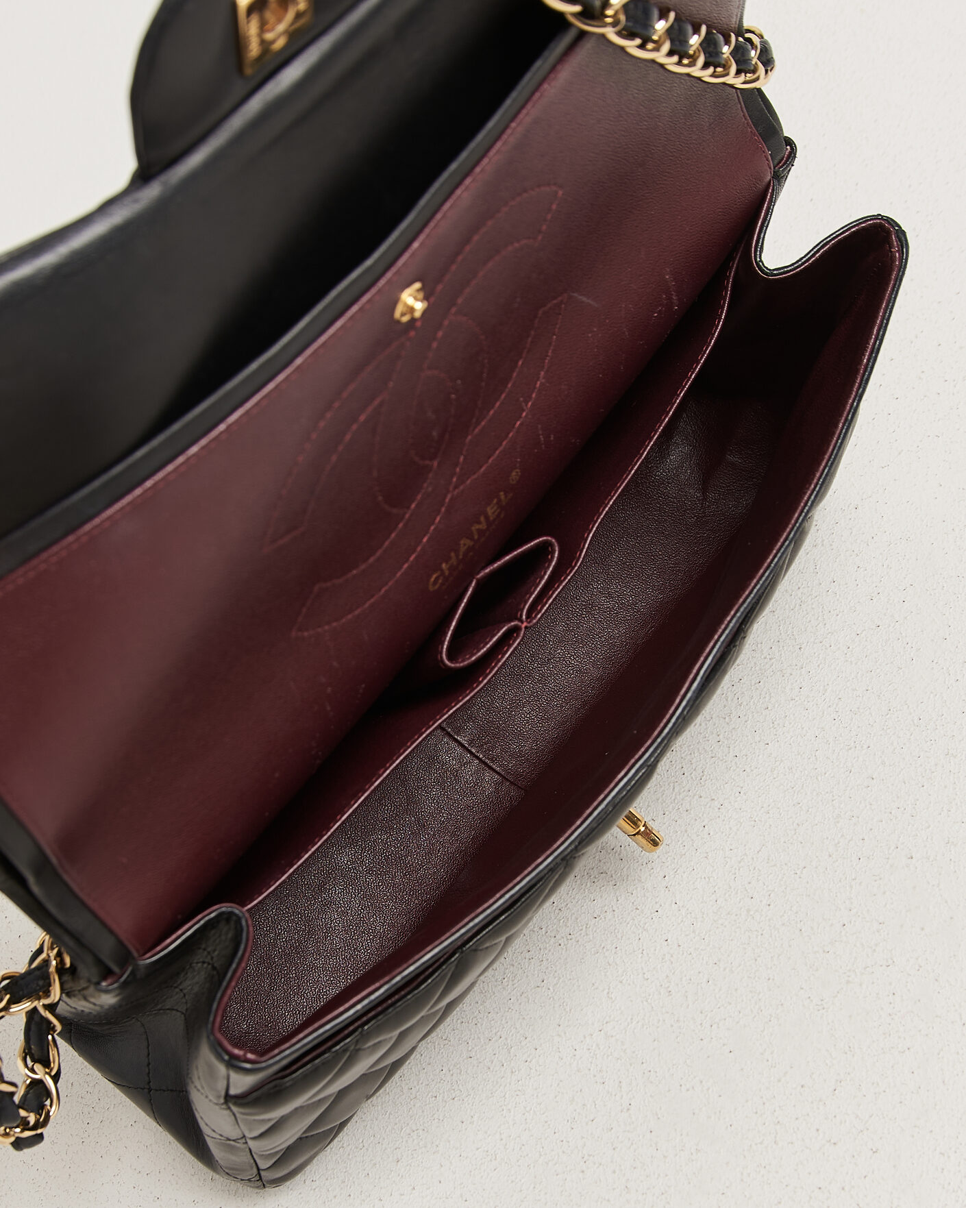 Heren | Pre-Owned & Vintage Bags | Chanel Pre-Owned | Classic Jumbo Double Flap Bag Lambskin Black