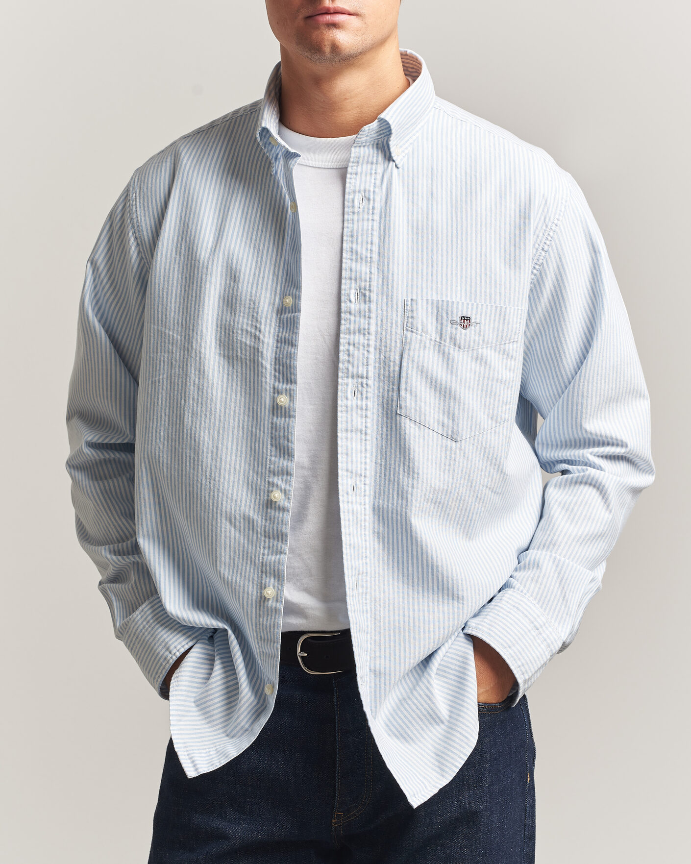 Heren | Overhemden | Gant | Regular Fit Striped Oxford Shirt College Blue