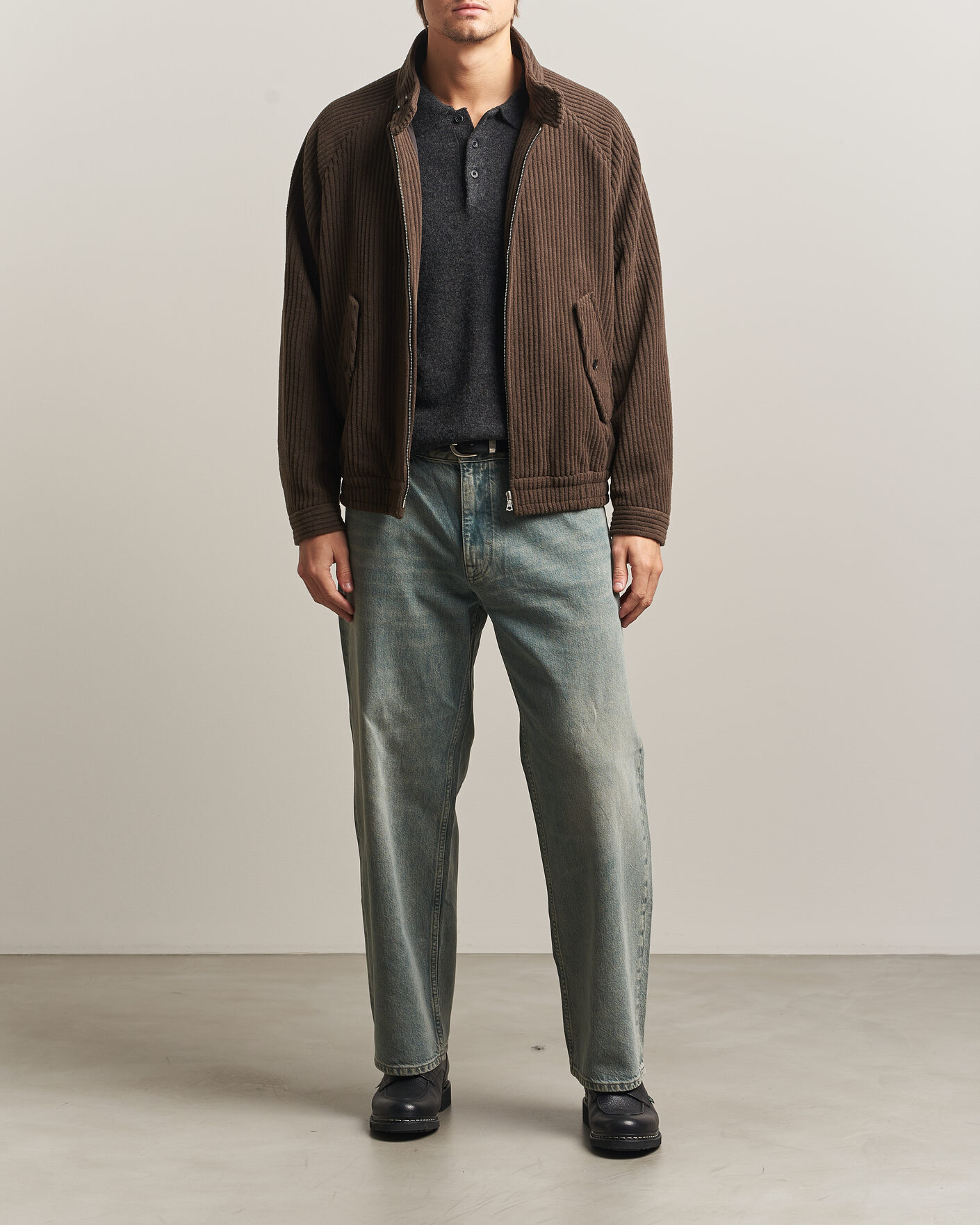 Heren | Jassen | Auralee | Wool Cashmere Corduroy Zip Jacket Smoky Brown