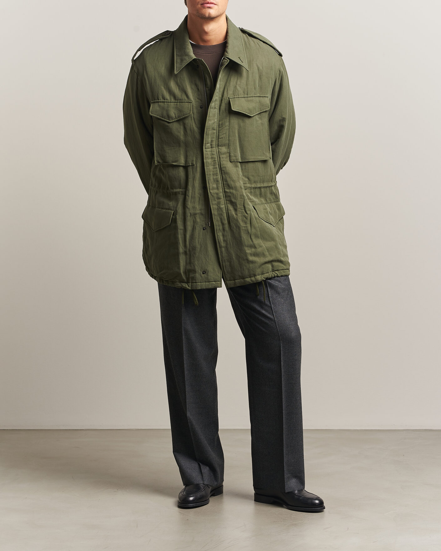 Heren | Jassen | Auralee | Brushed Padded Military Jacket Olive