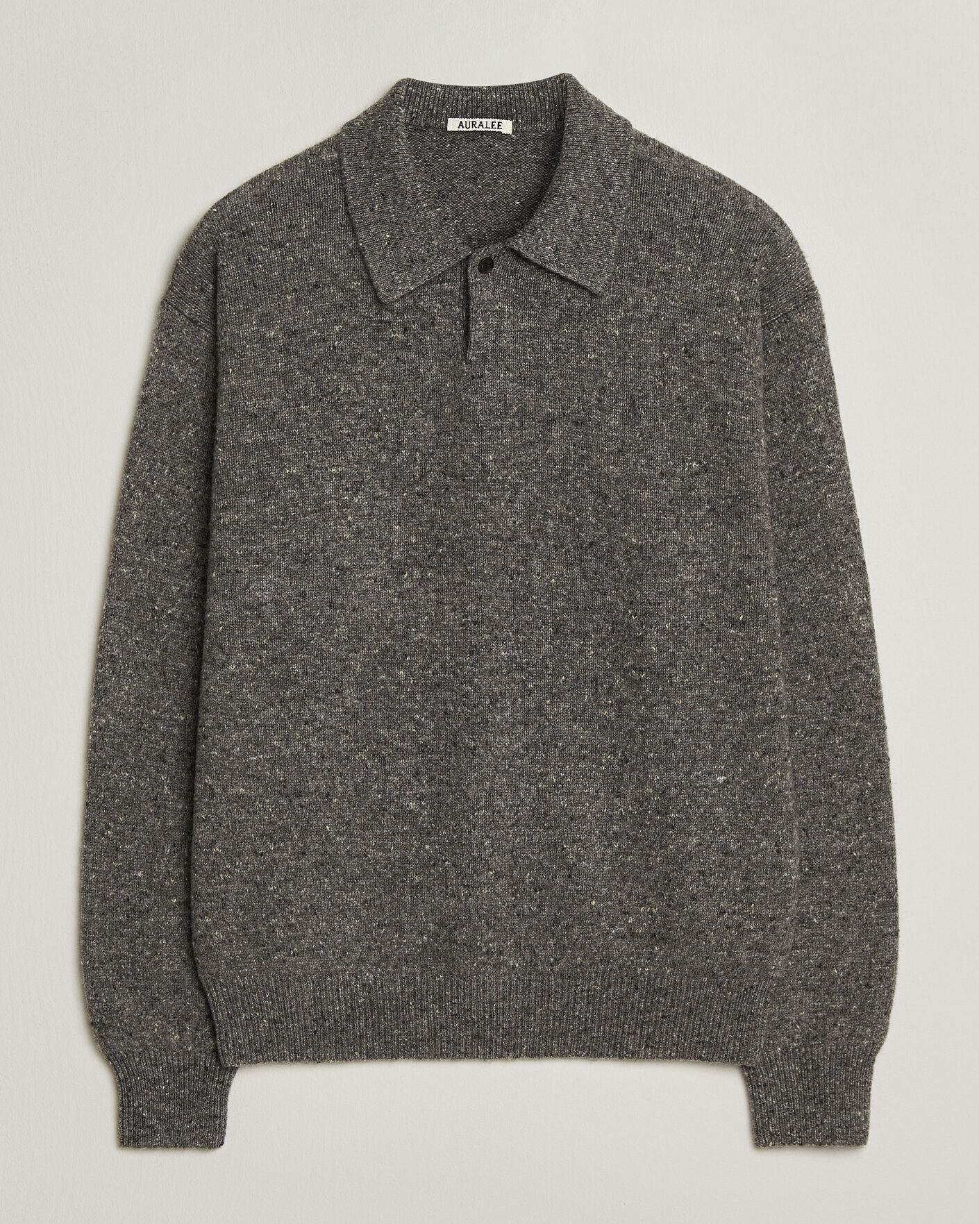 Heren | Truien | Auralee | Cashmere Nep Knit Polo Mix Gray