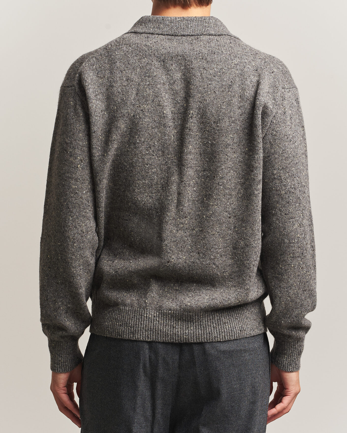 Heren | Truien | Auralee | Cashmere Nep Knit Polo Mix Gray