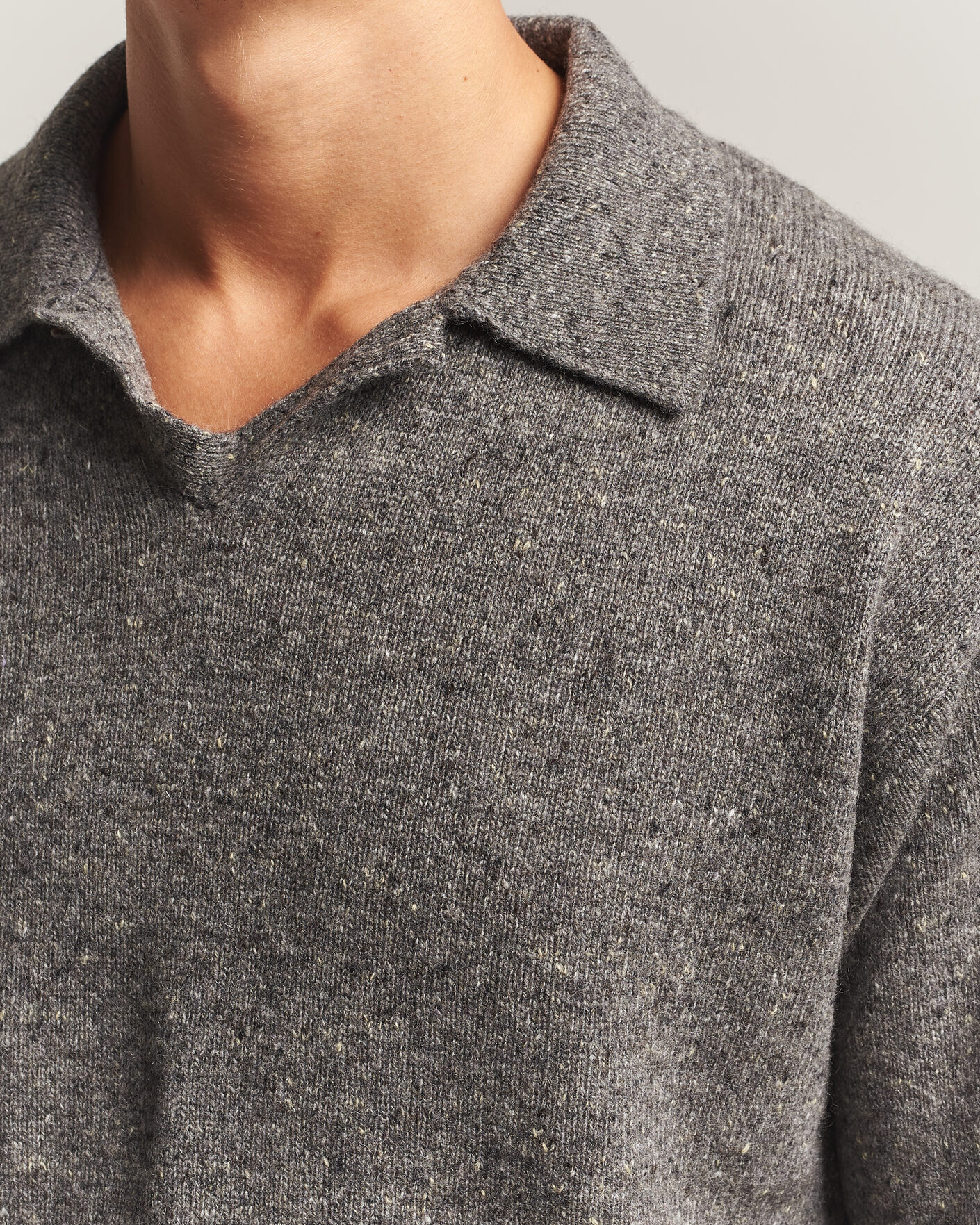 Heren | Truien | Auralee | Cashmere Nep Knit Polo Mix Gray