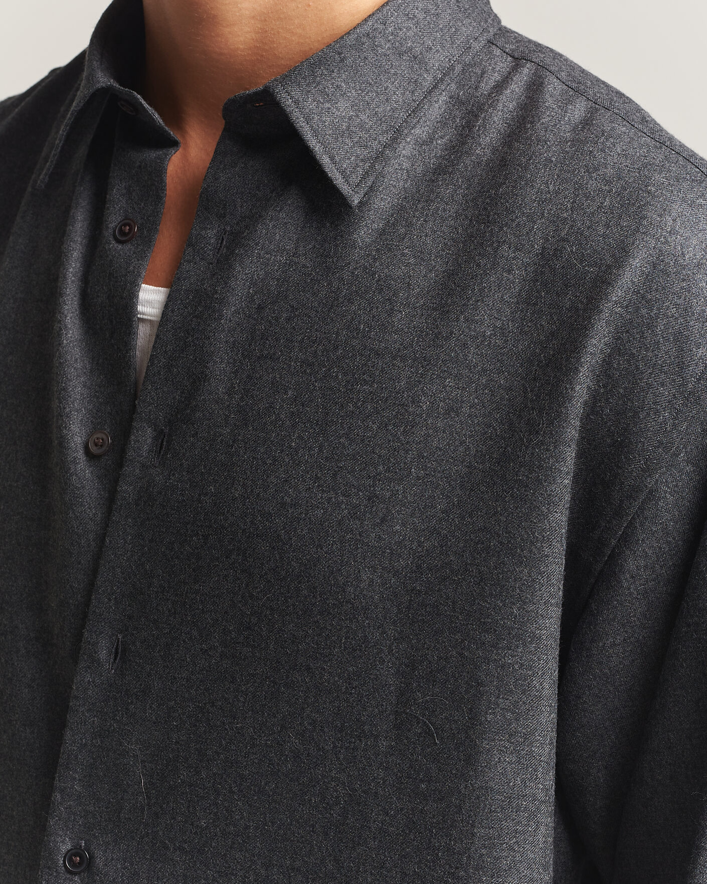 Heren | Overhemden | Auralee | Super Light Wool Shirt Charcoal
