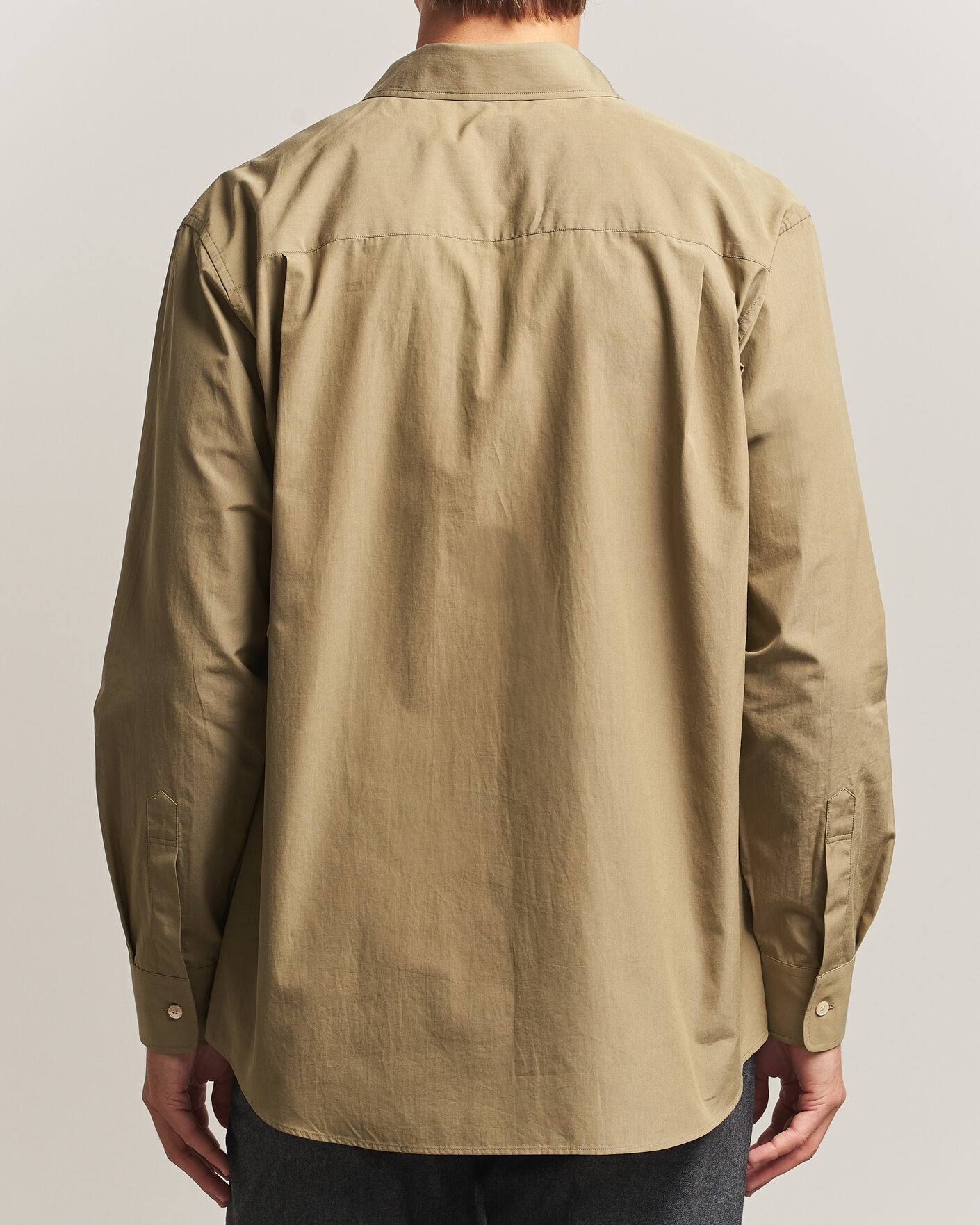 Heren | Overhemden | Auralee | Finx Light Weather Chambray Shirt Olive Brown