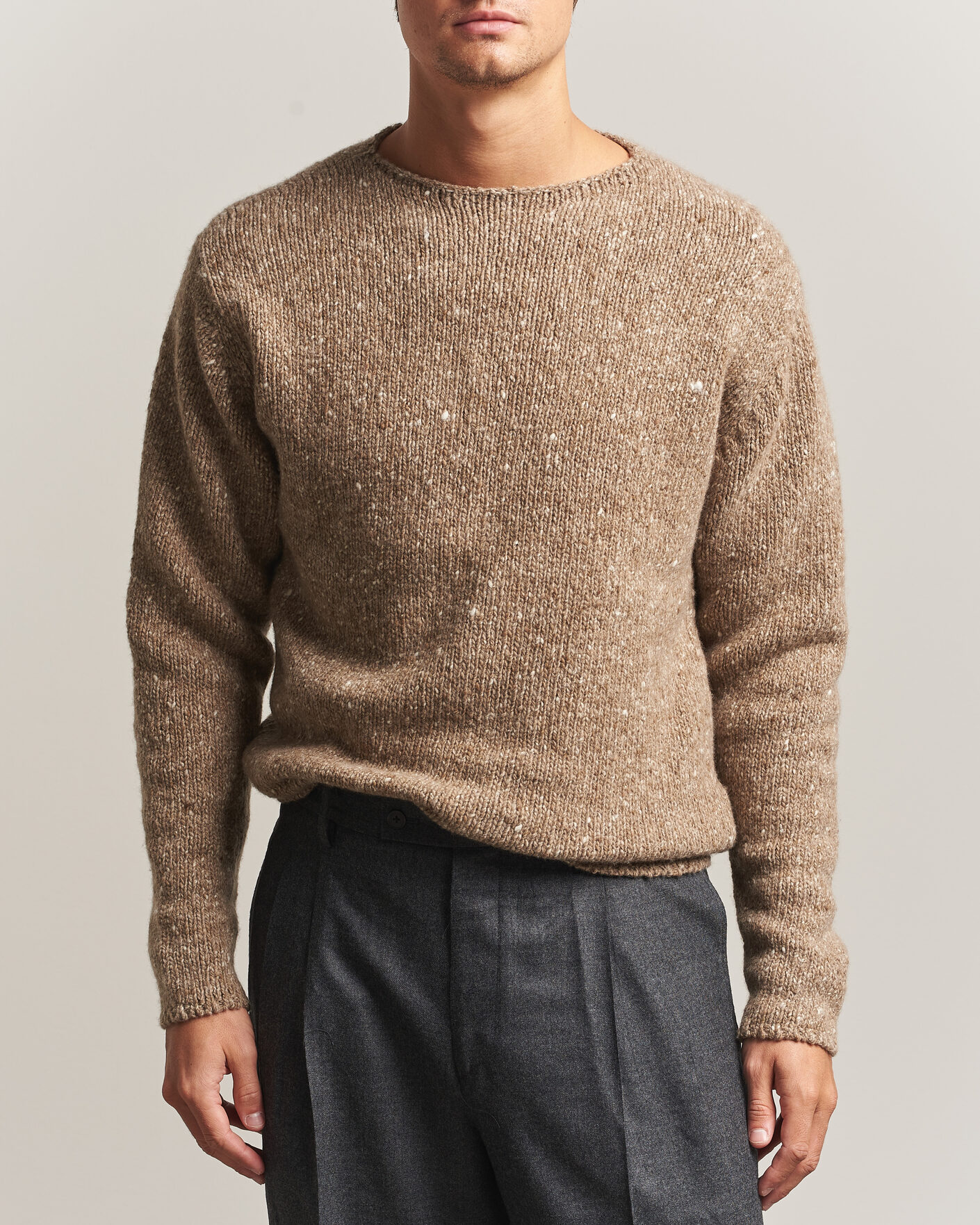 Heren | Truien | Auralee | Homespun Tweed Knit Pullover Top Brown