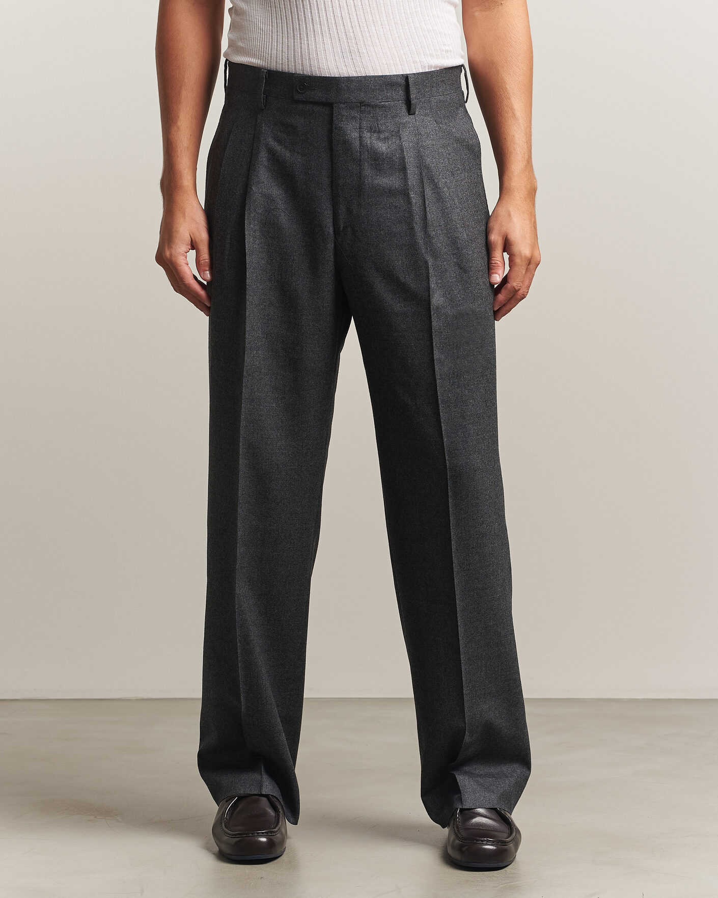 Heren | Broeken | Auralee | Super Light Wool Pants Charcoal