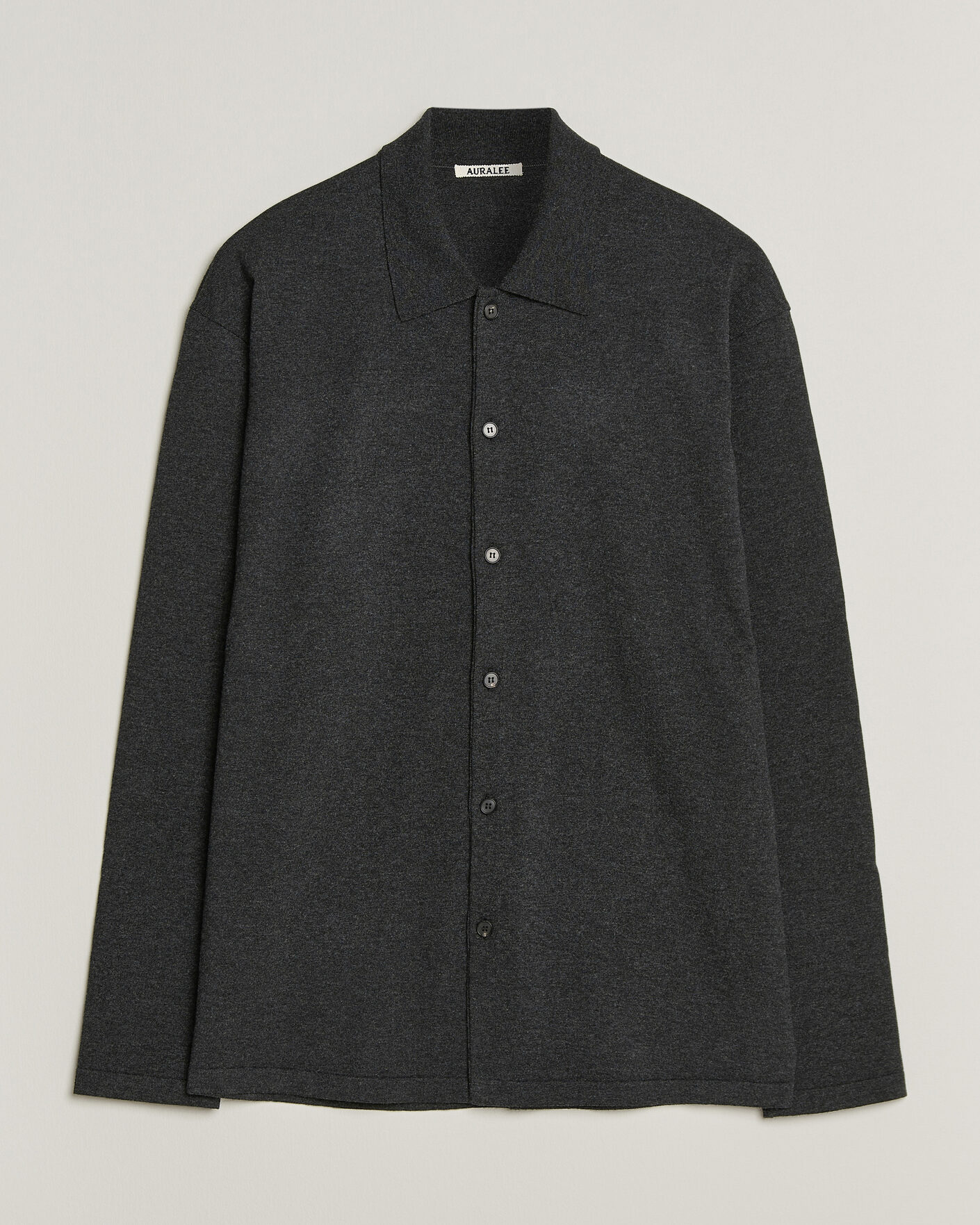 Heren | Truien | Auralee | High Twist Wool Knit Shirt Cardigan Charcoal