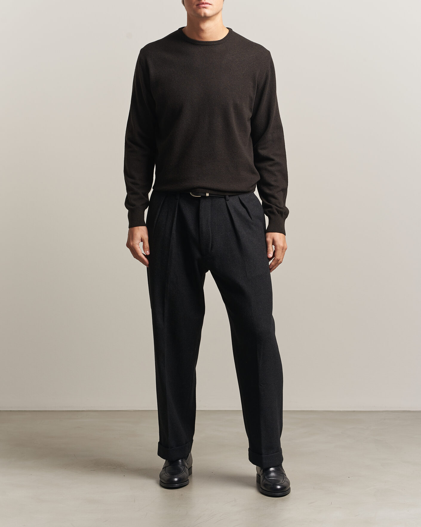 Heren | Truien | Morgano | Wool/Cashmere Crewneck Dark Brown