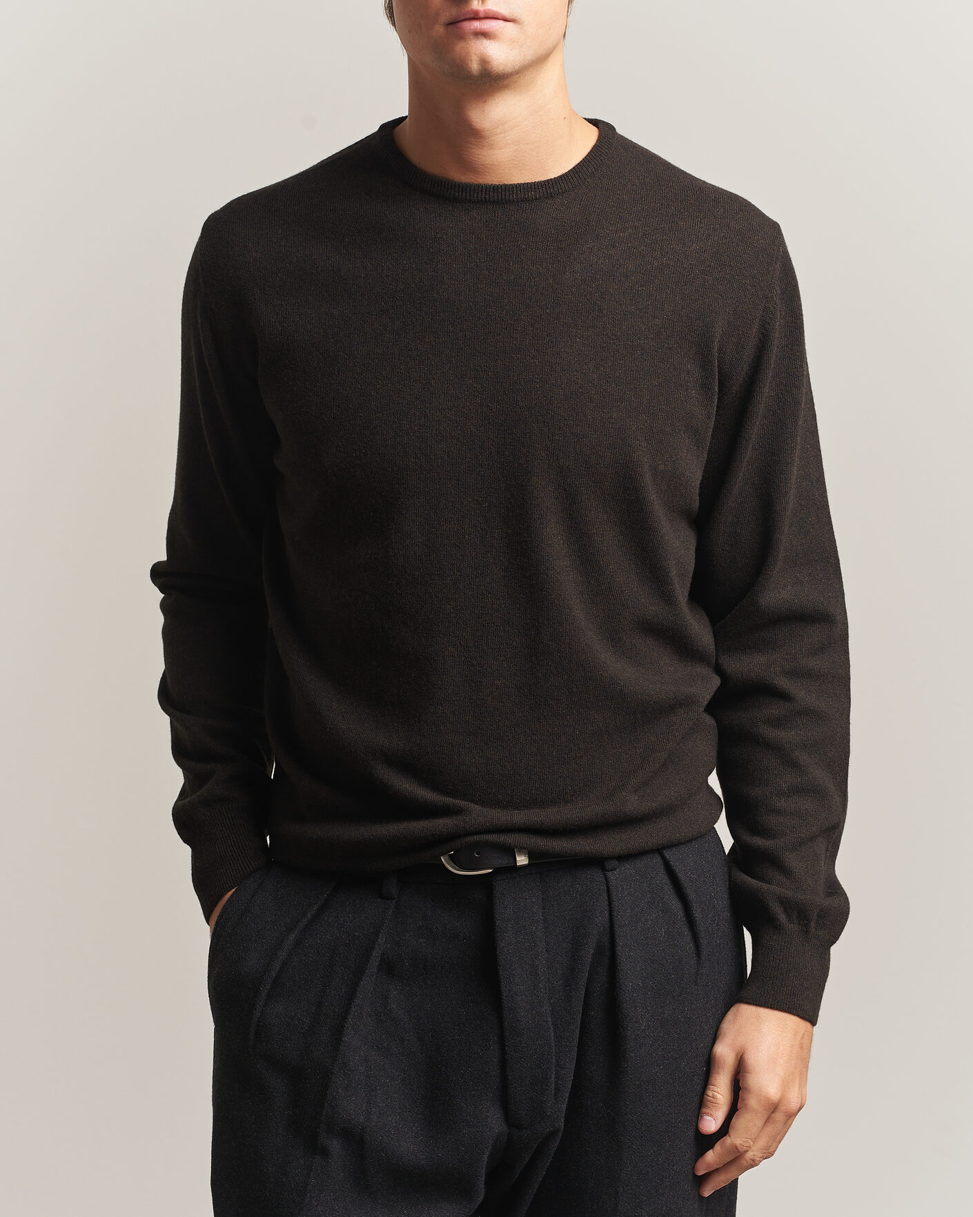Heren | Truien | Morgano | Wool/Cashmere Crewneck Dark Brown