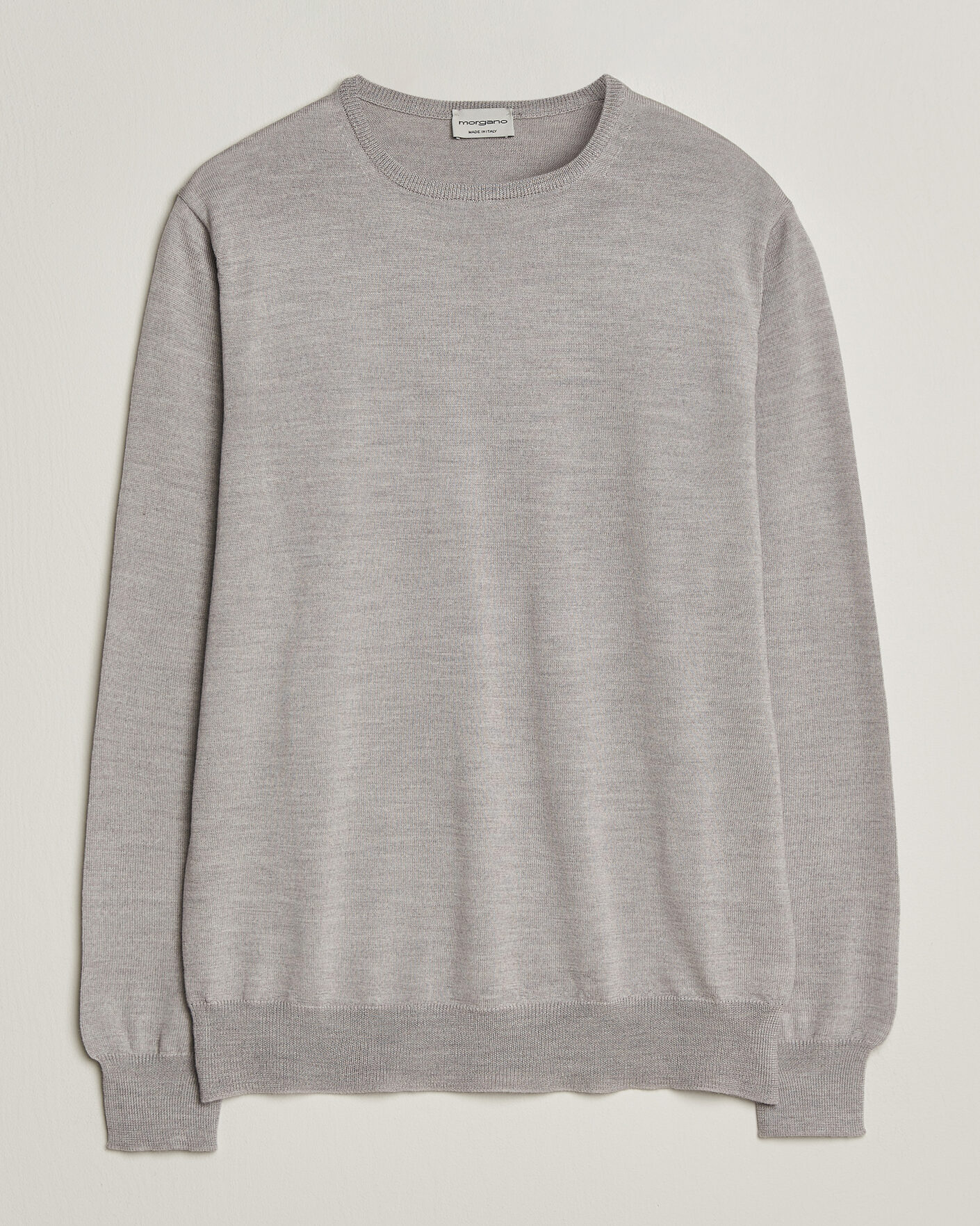 Heren | Truien | Morgano | Extra Fine Merino Wool Crewneck Light Grey