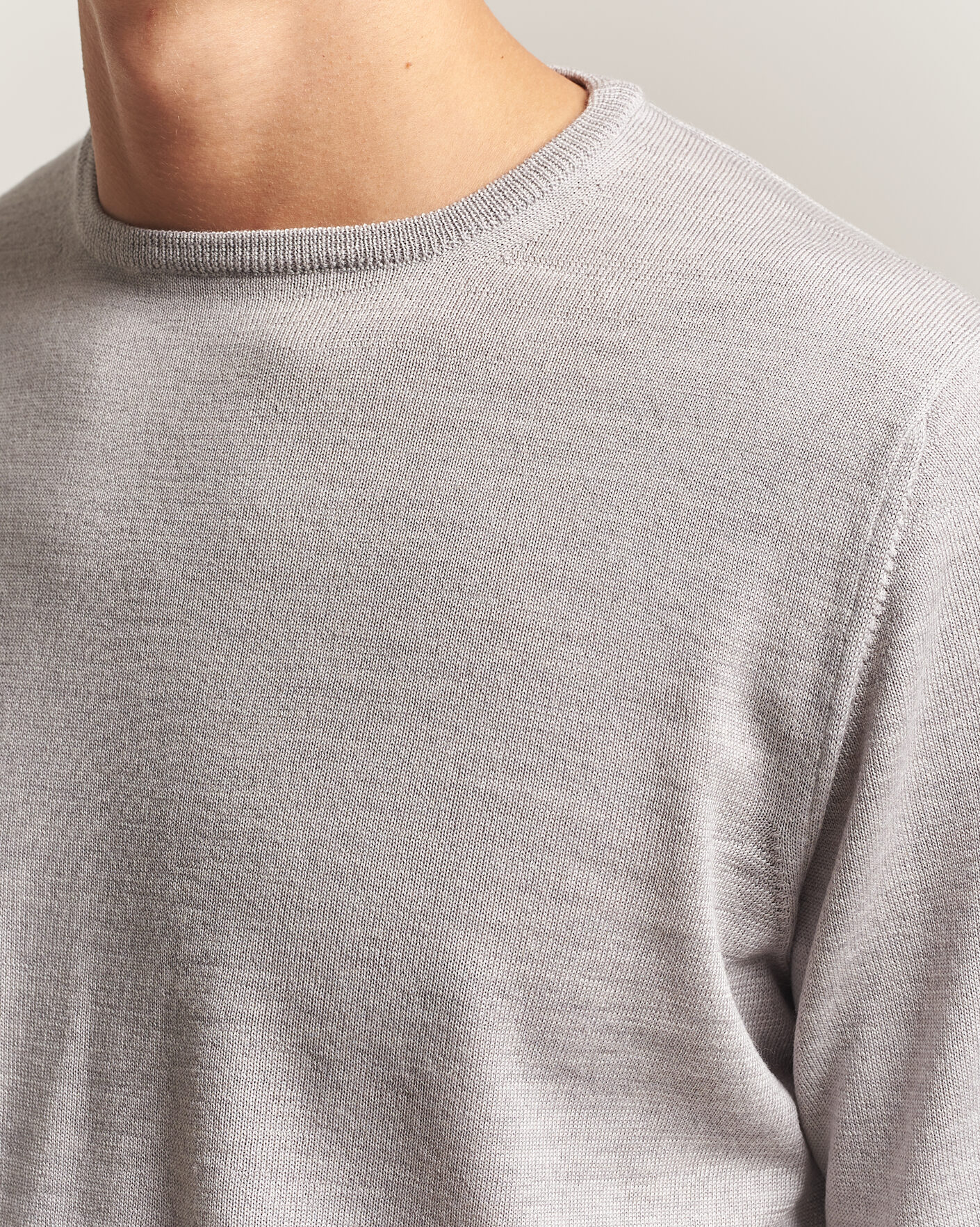 Heren | Truien | Morgano | Extra Fine Merino Wool Crewneck Light Grey
