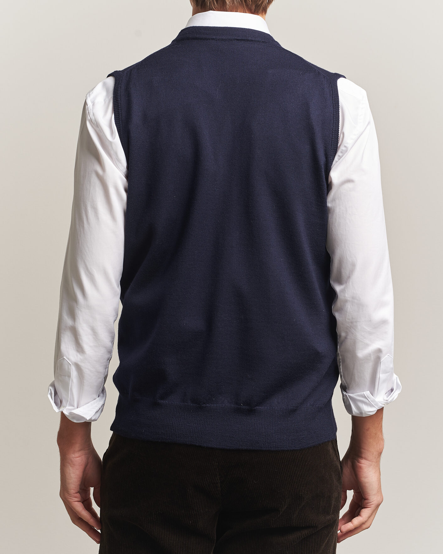 Heren | Truien | Morgano | Extra Fine Merino Wool Sleevles Cardigan Vest Navy