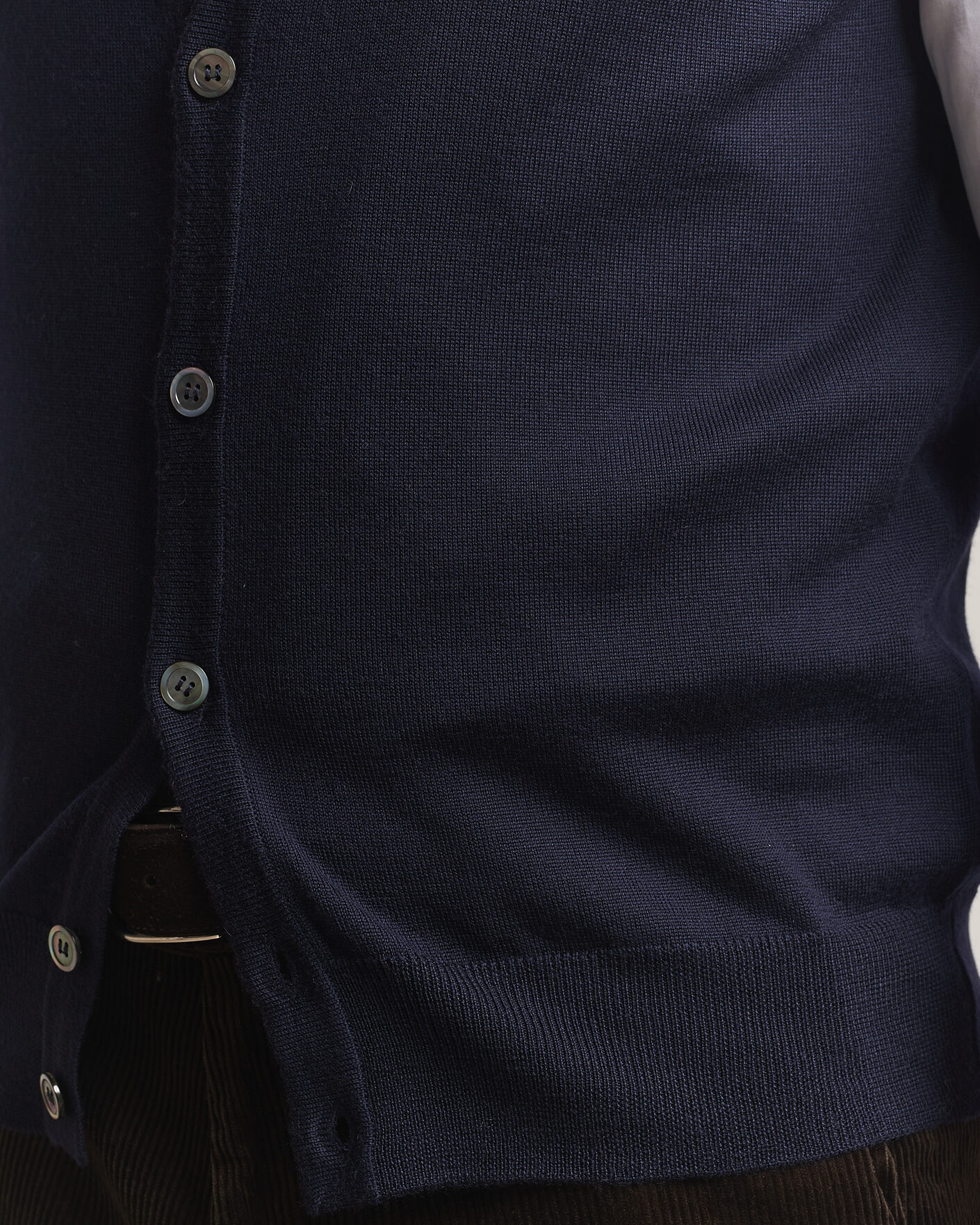 Heren | Truien | Morgano | Extra Fine Merino Wool Sleevles Cardigan Vest Navy
