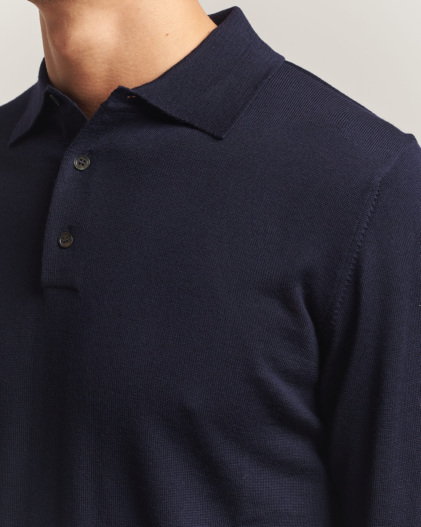 Heren | Truien | Morgano | Extra Fine Merino Wool Polo Navy