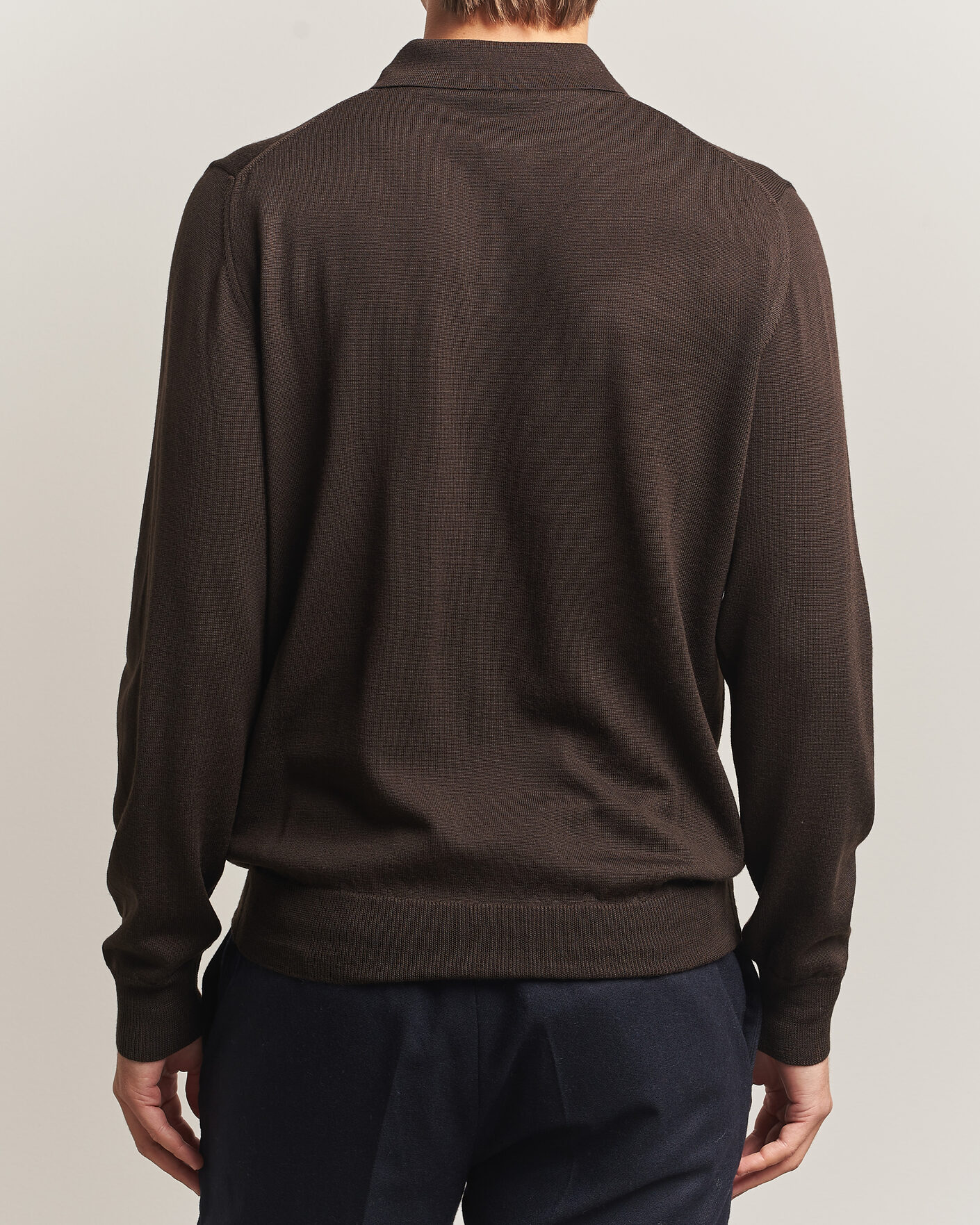 Heren | Truien | Morgano | Extra Fine Merino Wool Polo Dark Brown