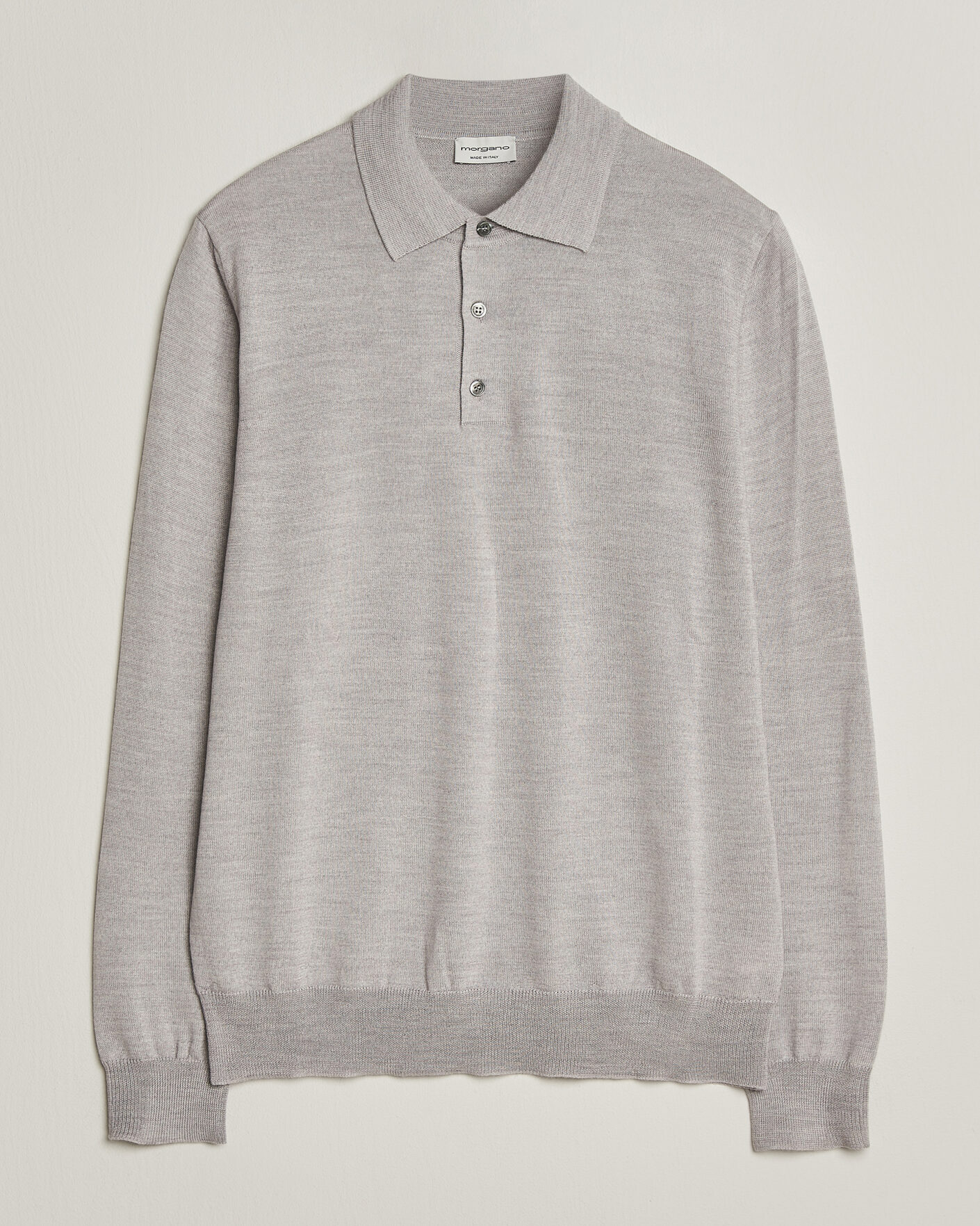 Heren | Truien | Morgano | Extra Fine Merino Wool Polo Light Grey