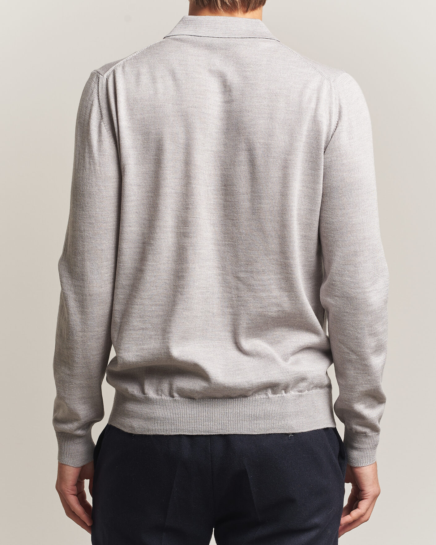 Heren | Truien | Morgano | Extra Fine Merino Wool Polo Light Grey