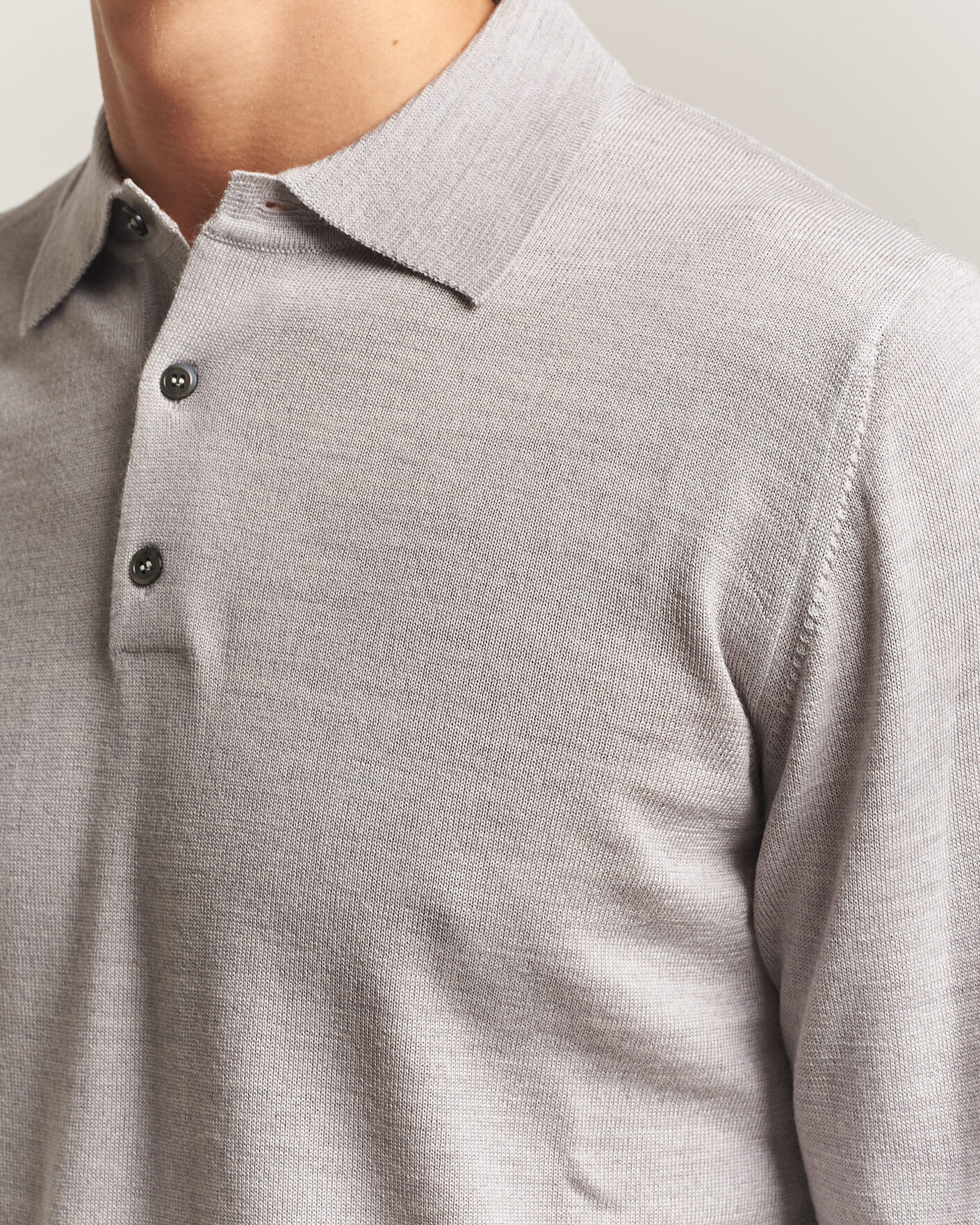Heren | Truien | Morgano | Extra Fine Merino Wool Polo Light Grey
