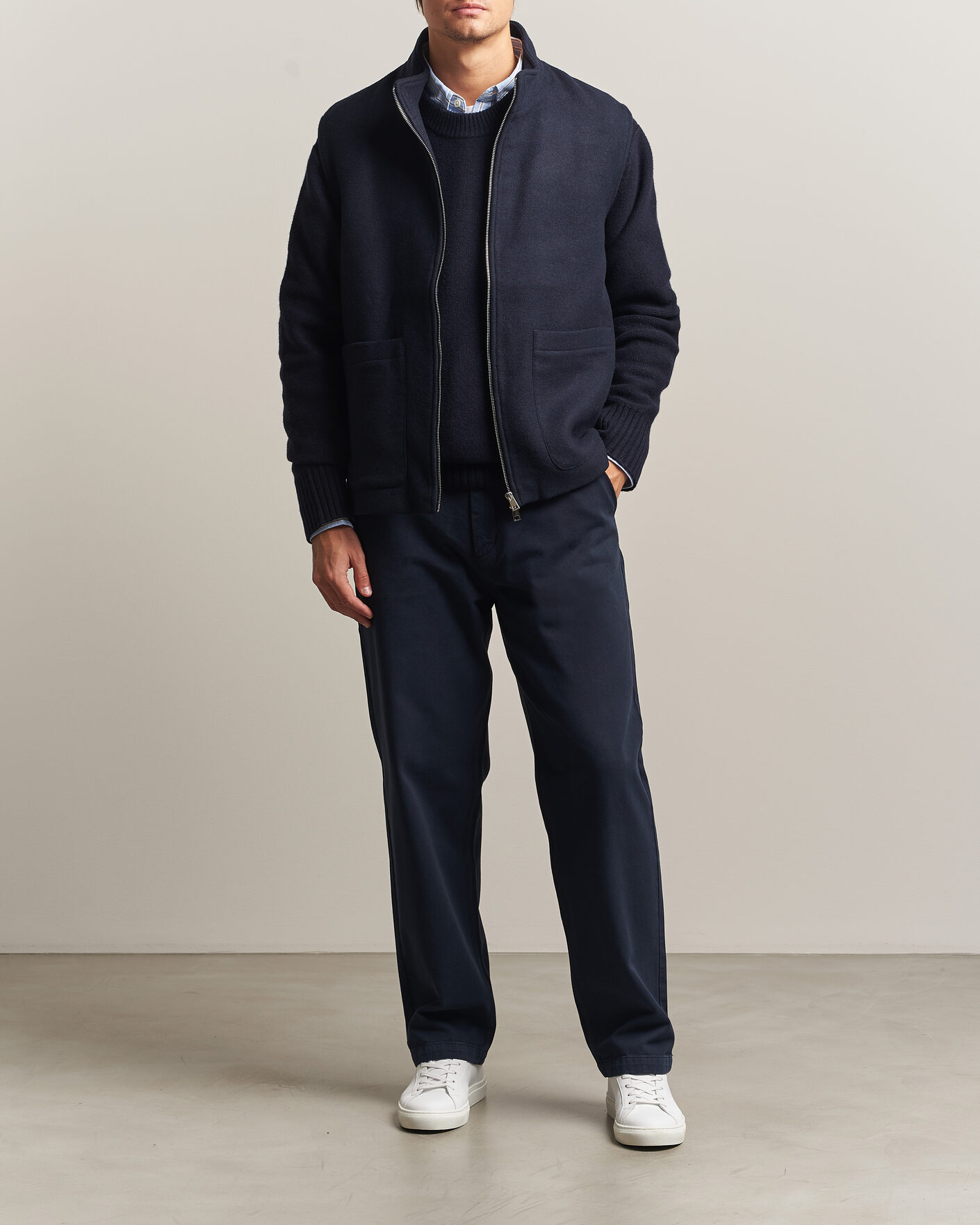 Heren | Gilets | A Day's March | Canora Lined Wool Vest Navy