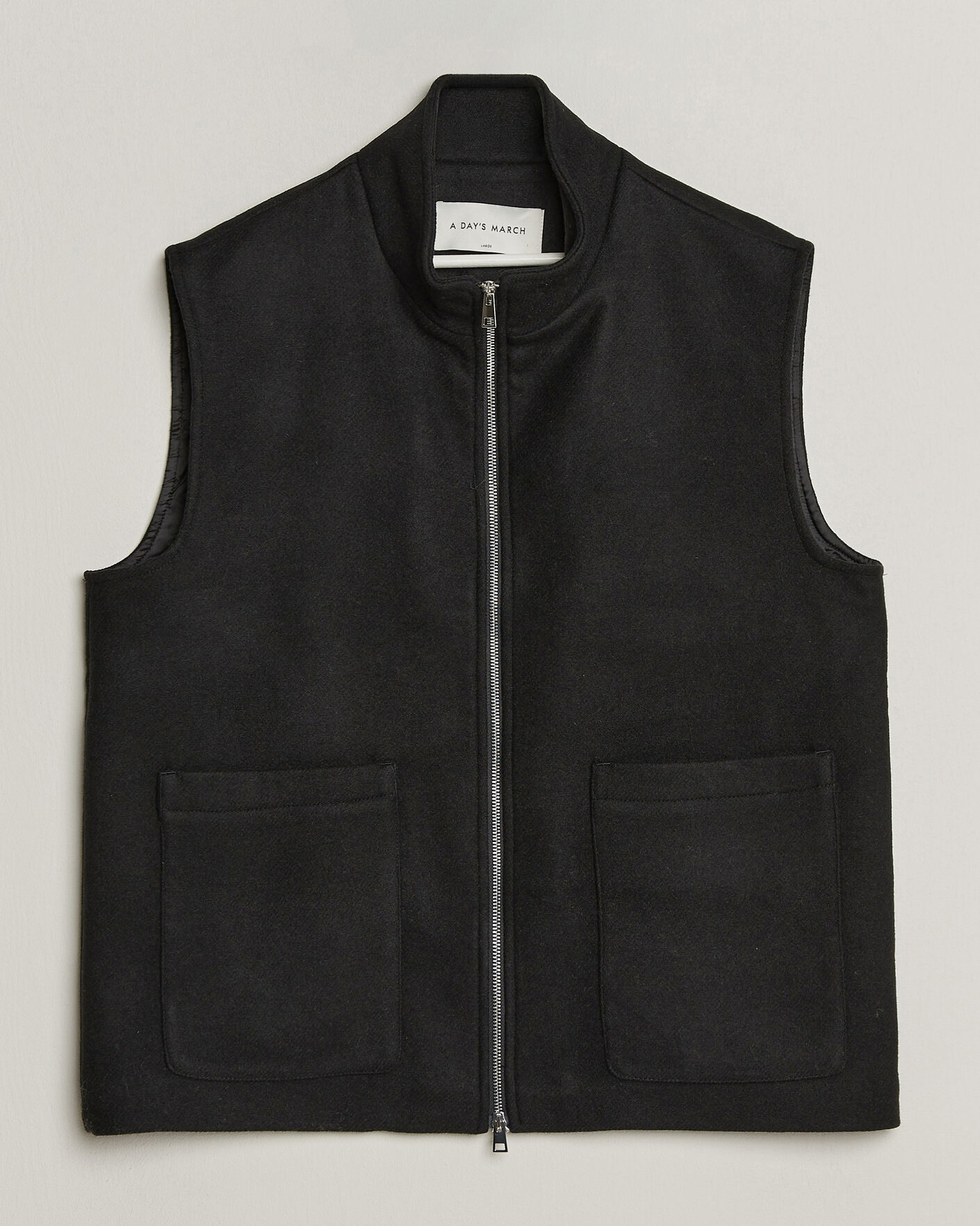 Heren | Gilets | A Day's March | Canora Lined Wool Vest Black