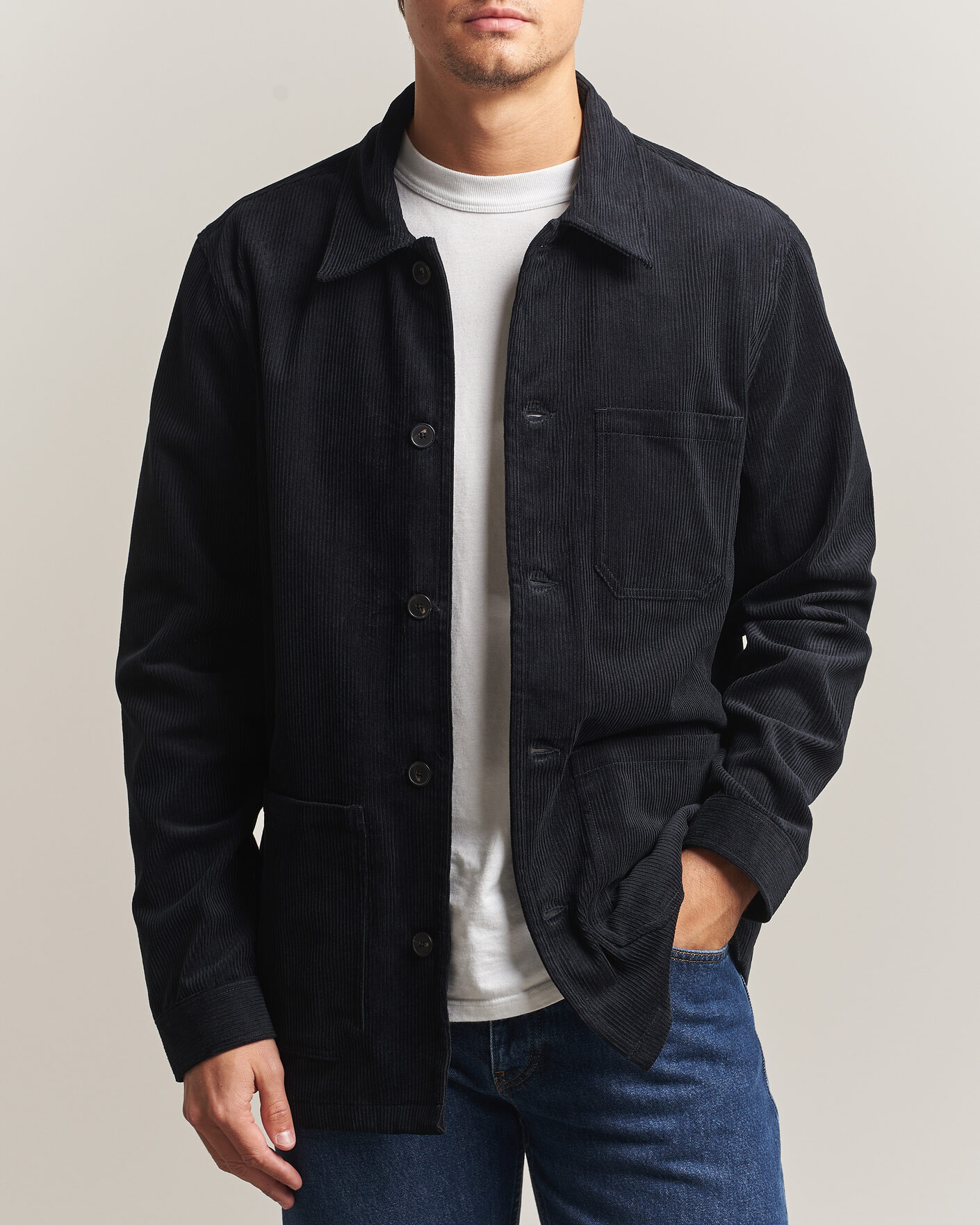 Heren | Overhemden | A Day's March | Original Corduroy Overshirt Black
