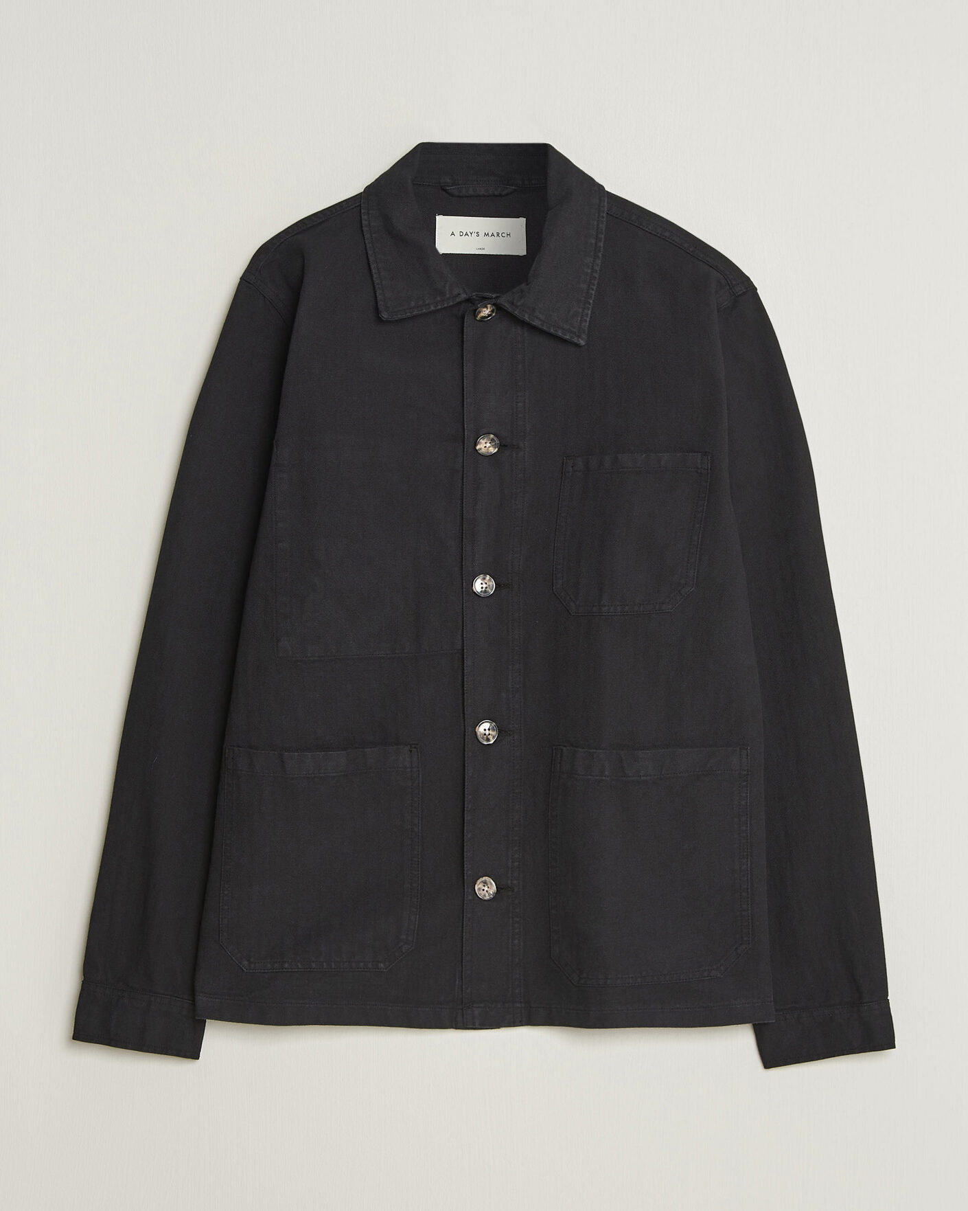 Heren | Overhemden | A Day's March | Original Herringbone Overshirt Black