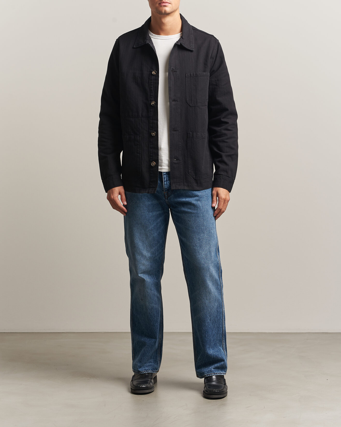 Heren | Overhemden | A Day's March | Original Herringbone Overshirt Black
