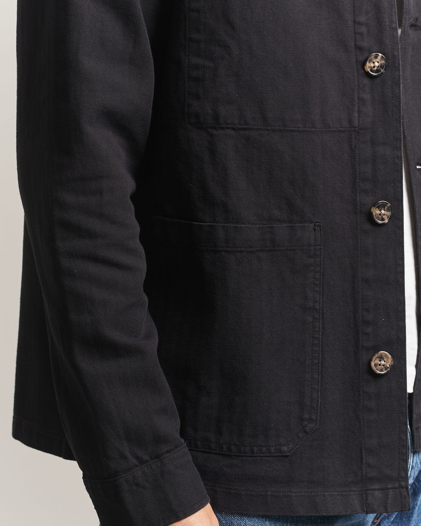 Heren | Overhemden | A Day's March | Original Herringbone Overshirt Black