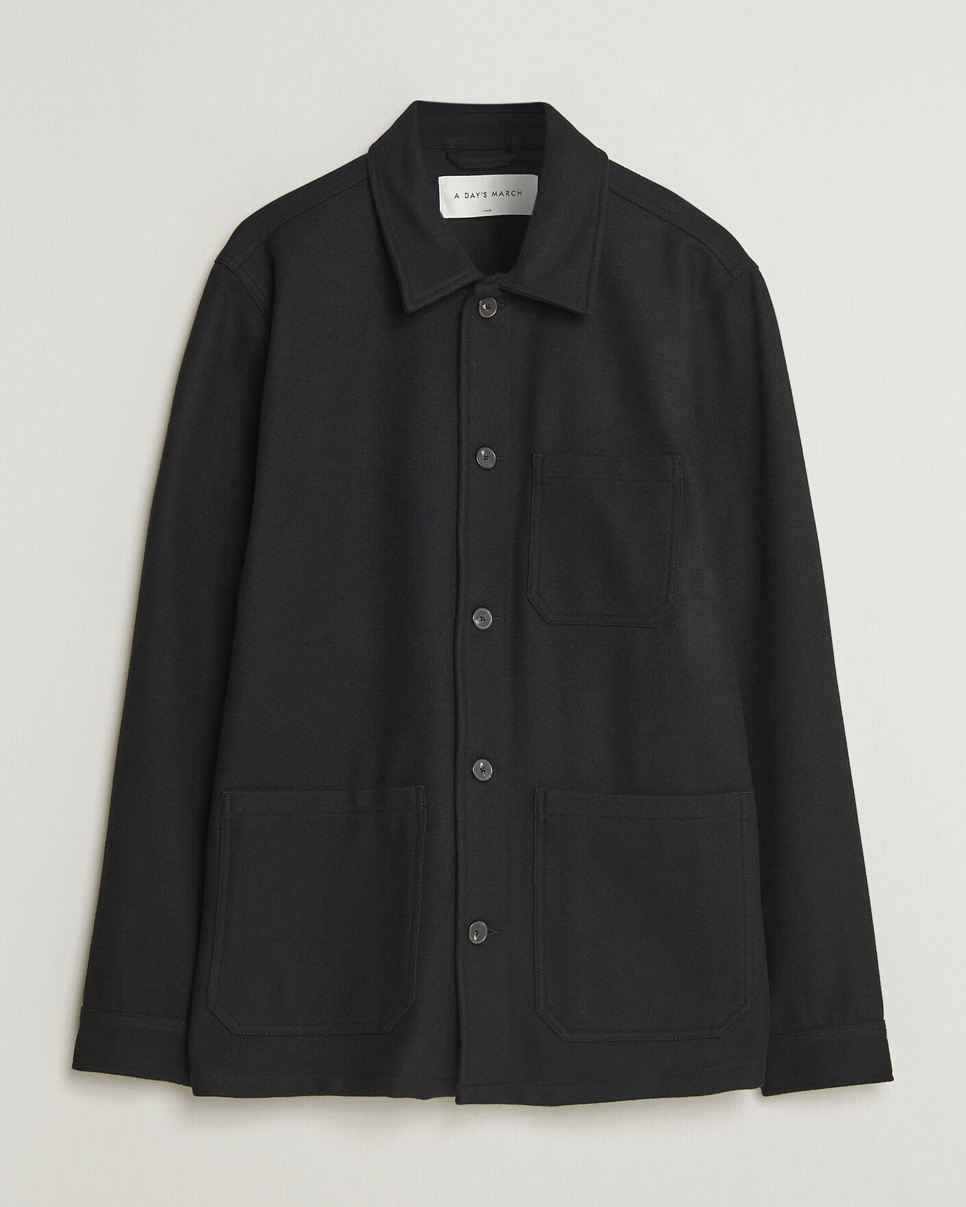 Heren | Overhemden | A Day's March | Original Wool Overshirt Black