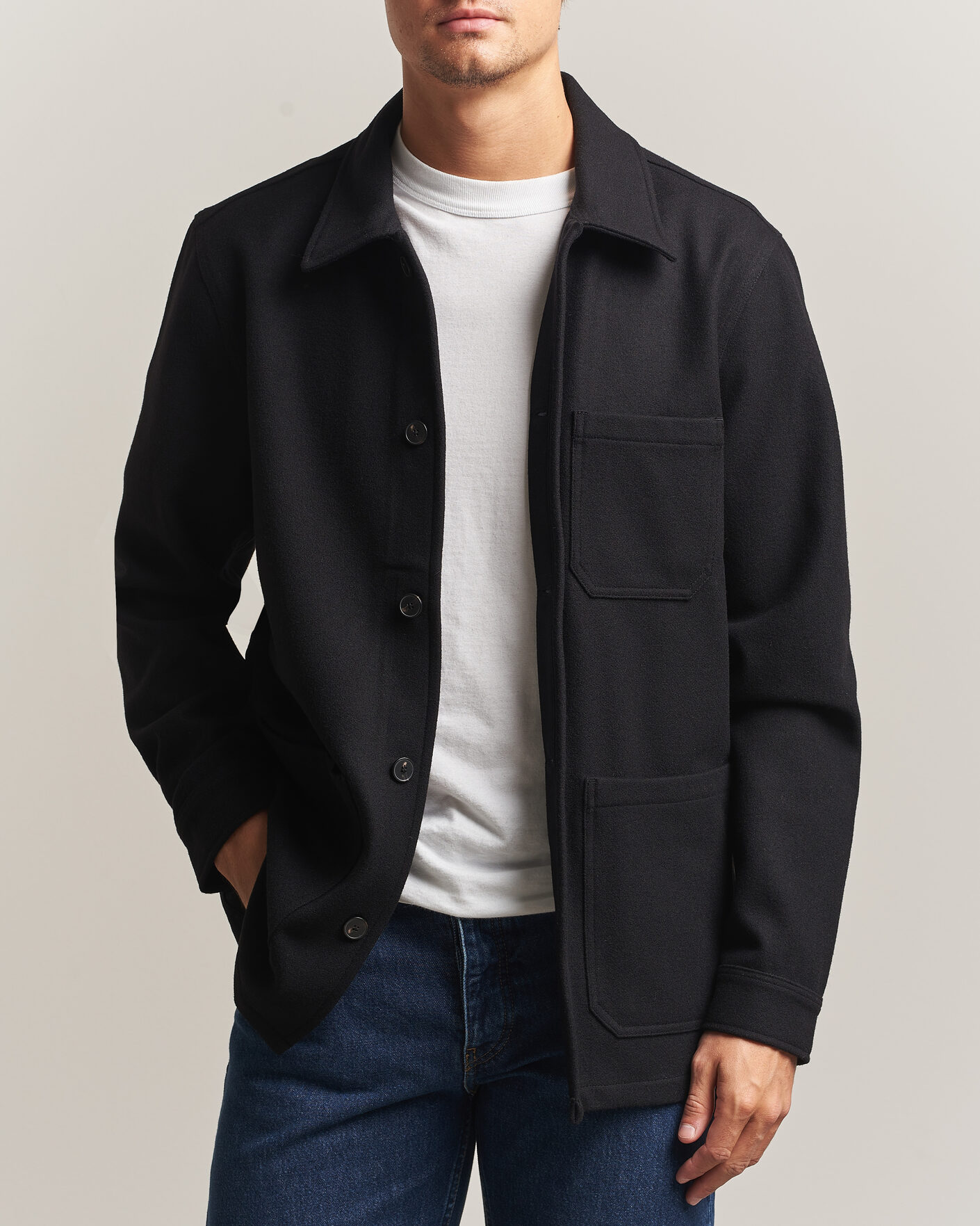 Heren | Overhemden | A Day's March | Original Wool Overshirt Black