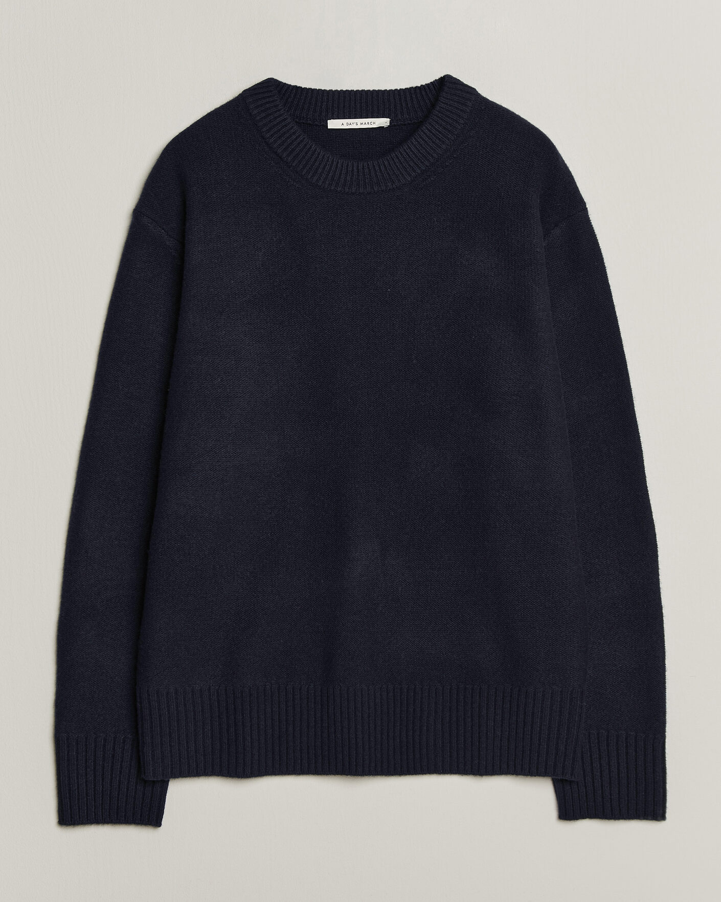 Heren | Truien | A Day's March | Tietar Boiled Merino Sweater Navy