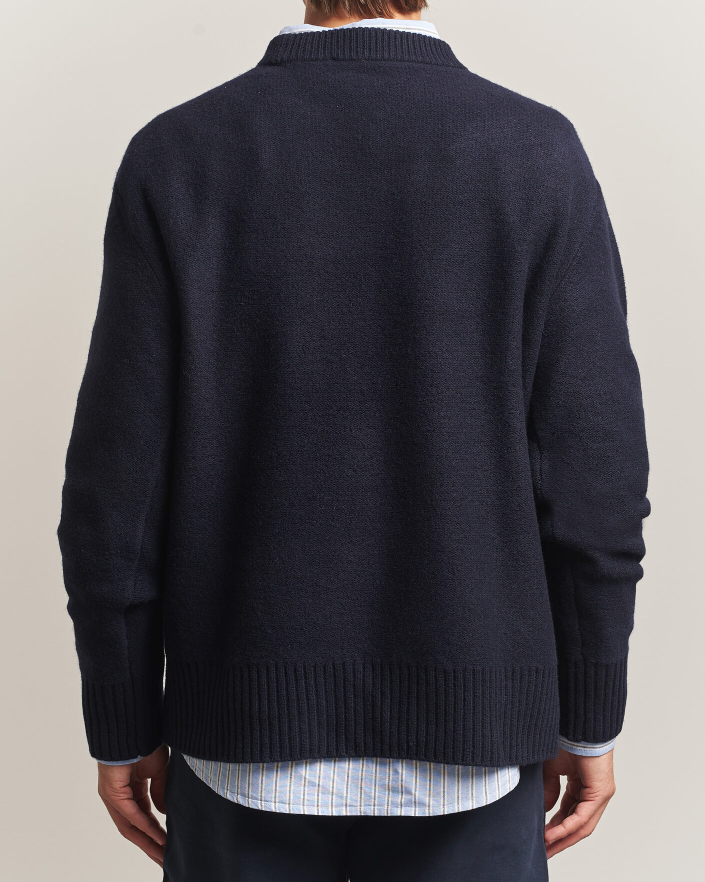 Heren | Truien | A Day's March | Tietar Boiled Merino Sweater Navy
