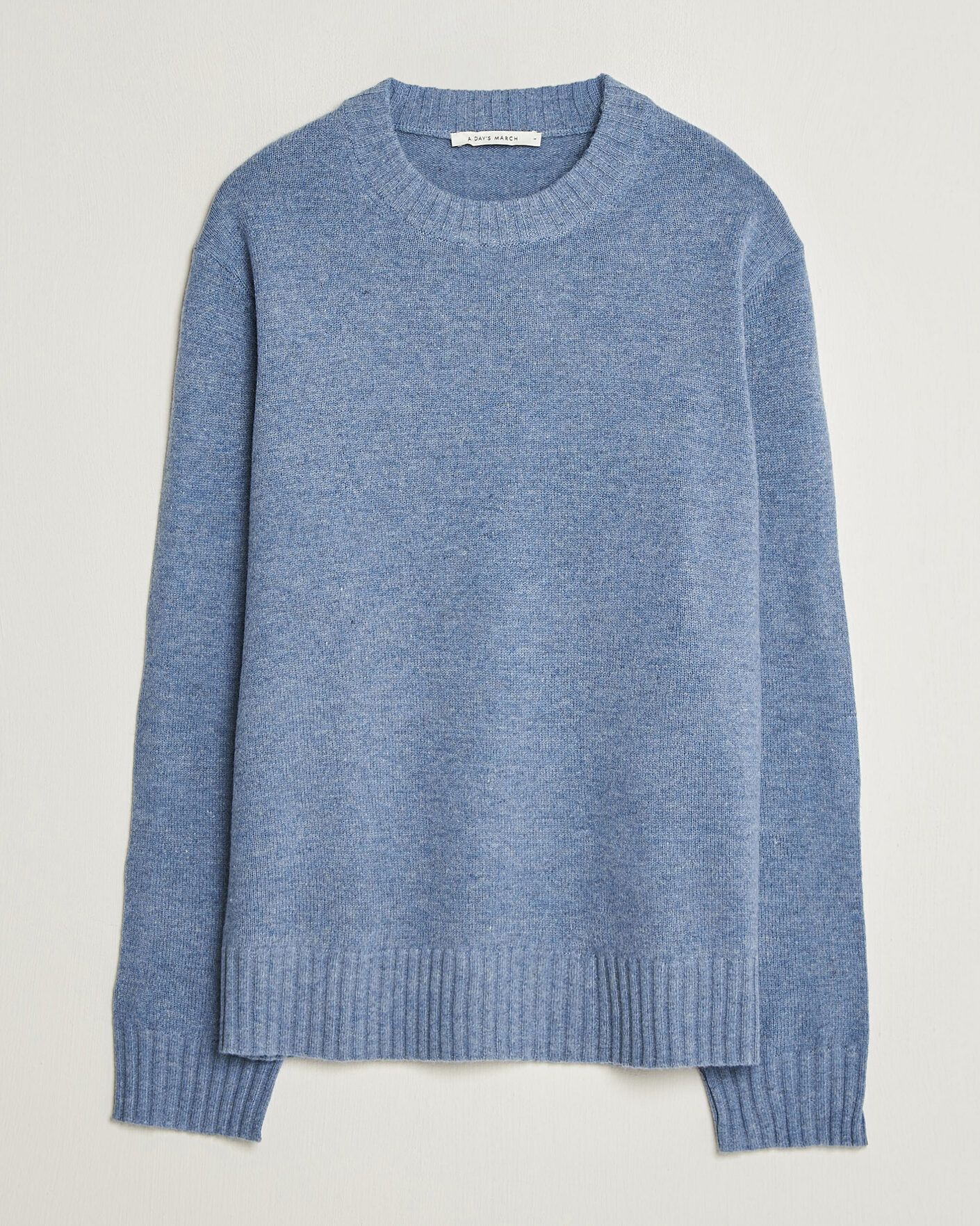 Heren | Truien | A Day's March | Marlow Lambswool Sweater Misty Blue