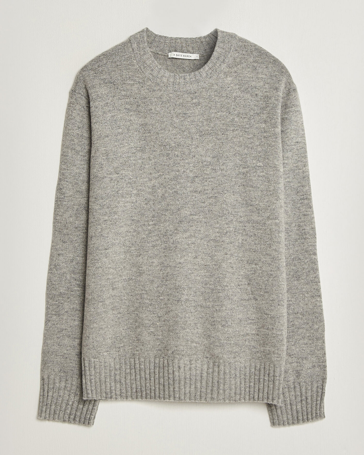 Heren | Truien | A Day's March | Marlow Lambswool Sweater Grey Melange